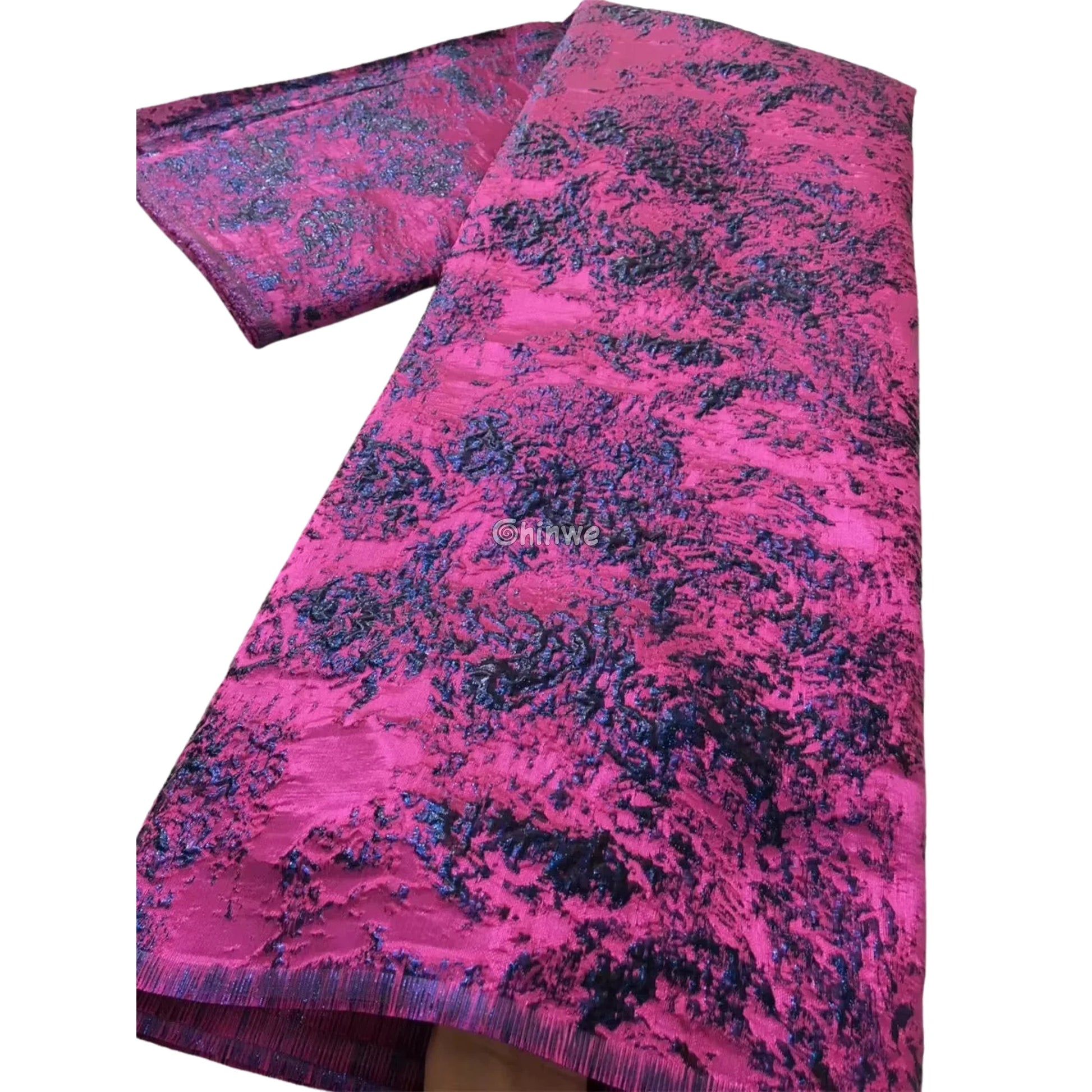 Holographic Crinkle Foil Brocade Fabric – 3D Metallic Texture with Multicolor Reflective Shine