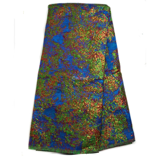 Holographic Crinkle Foil Brocade Fabric – 3D Metallic Texture with Multicolor Reflective Shine