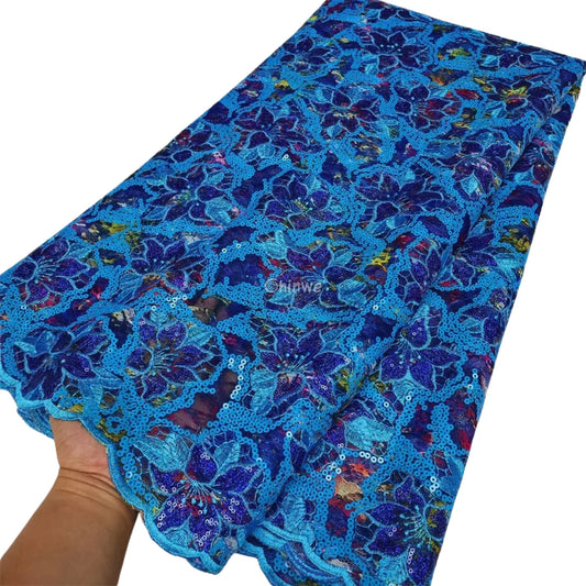 French Tulle Lace Floral Vine Pattern with Sequins & Iridescent Sheen for Bold Tailoring & Crafts Lace