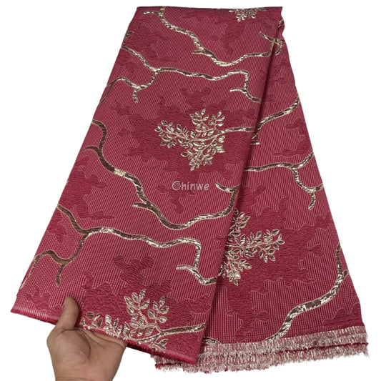 Jacquard Brocade Fabric with Metallic Floral Vines and Raised Texture Available in 7 Luxe Colors African Wax Print