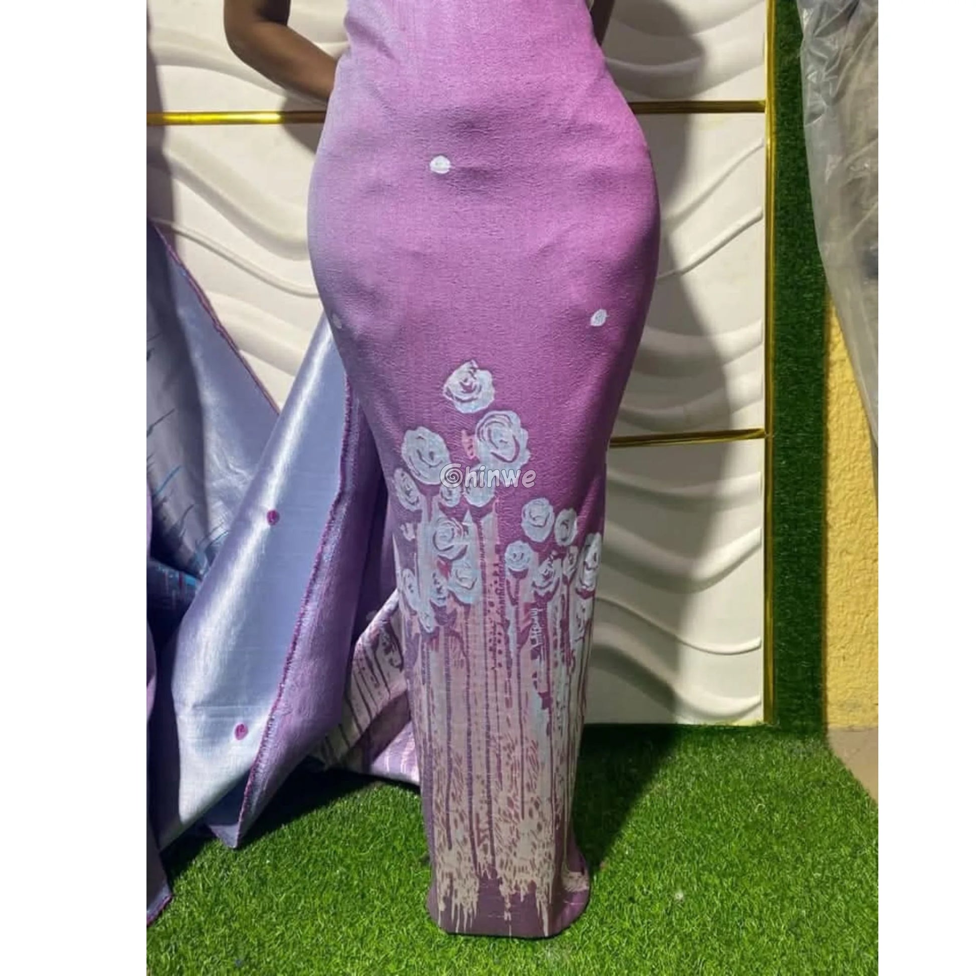 3D Rose Drip Embroidered Brocade Fabric – Floral Metallic Jacquard with Textured Sheen