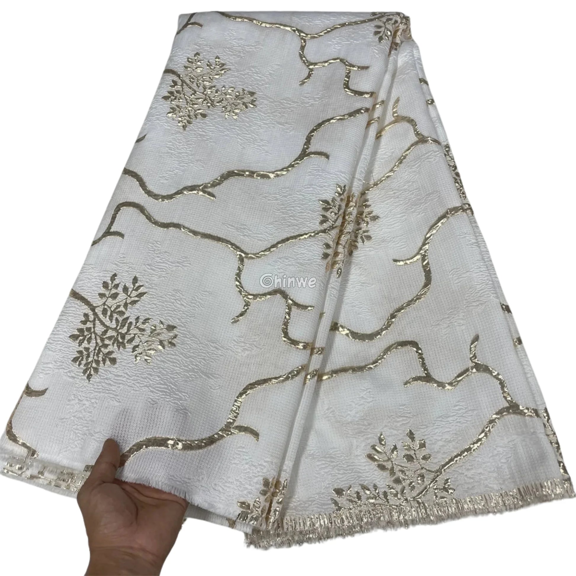 Jacquard Brocade Fabric with Metallic Floral Vines and Raised Texture Available in 7 Luxe Colors African Wax Print