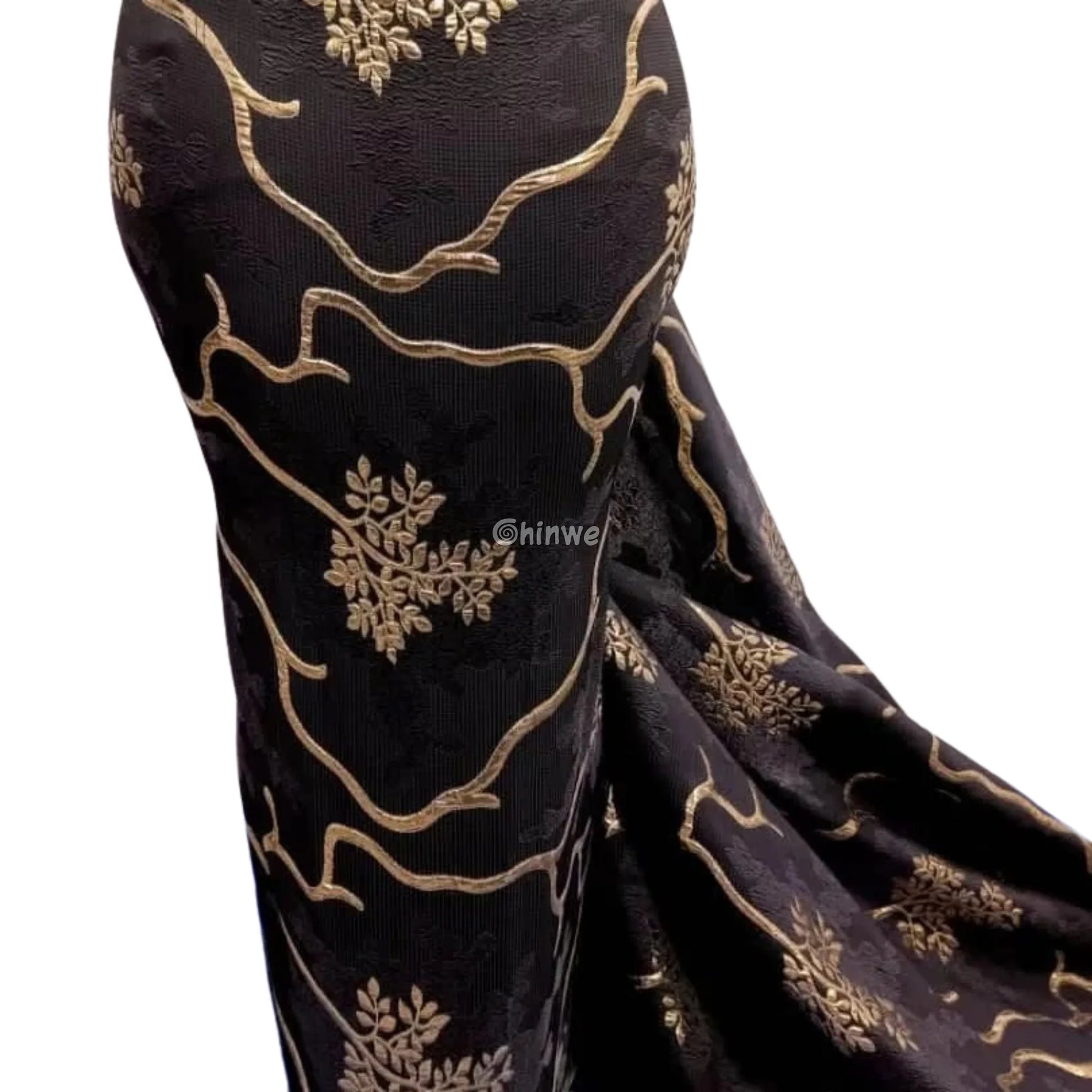 Jacquard Brocade Fabric with Metallic Floral Vines and Raised Texture Available in 7 Luxe Colors African Wax Print