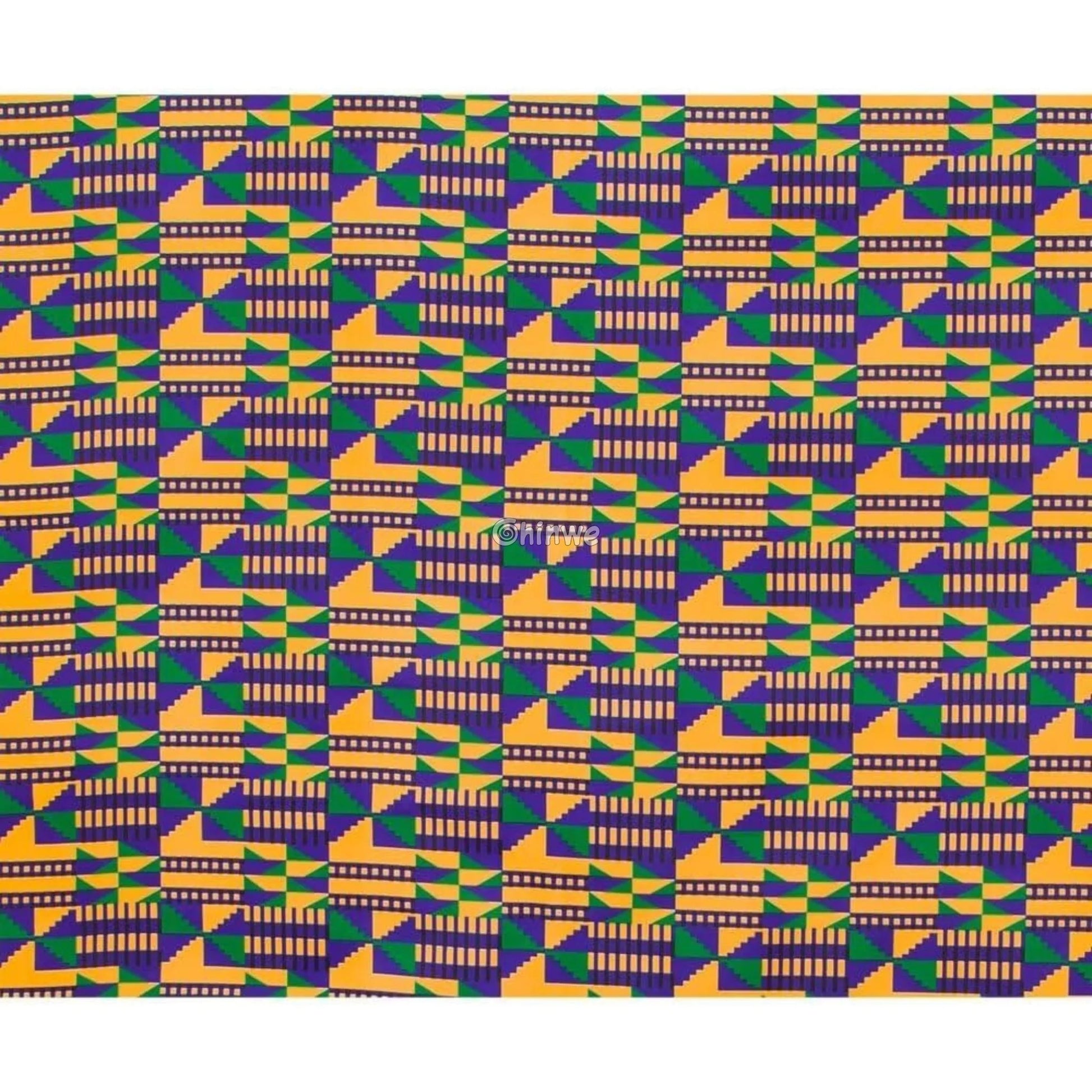 Yellow Green and Blue Geometric Ankara Wax Print Fabric African Wax Print Fabric