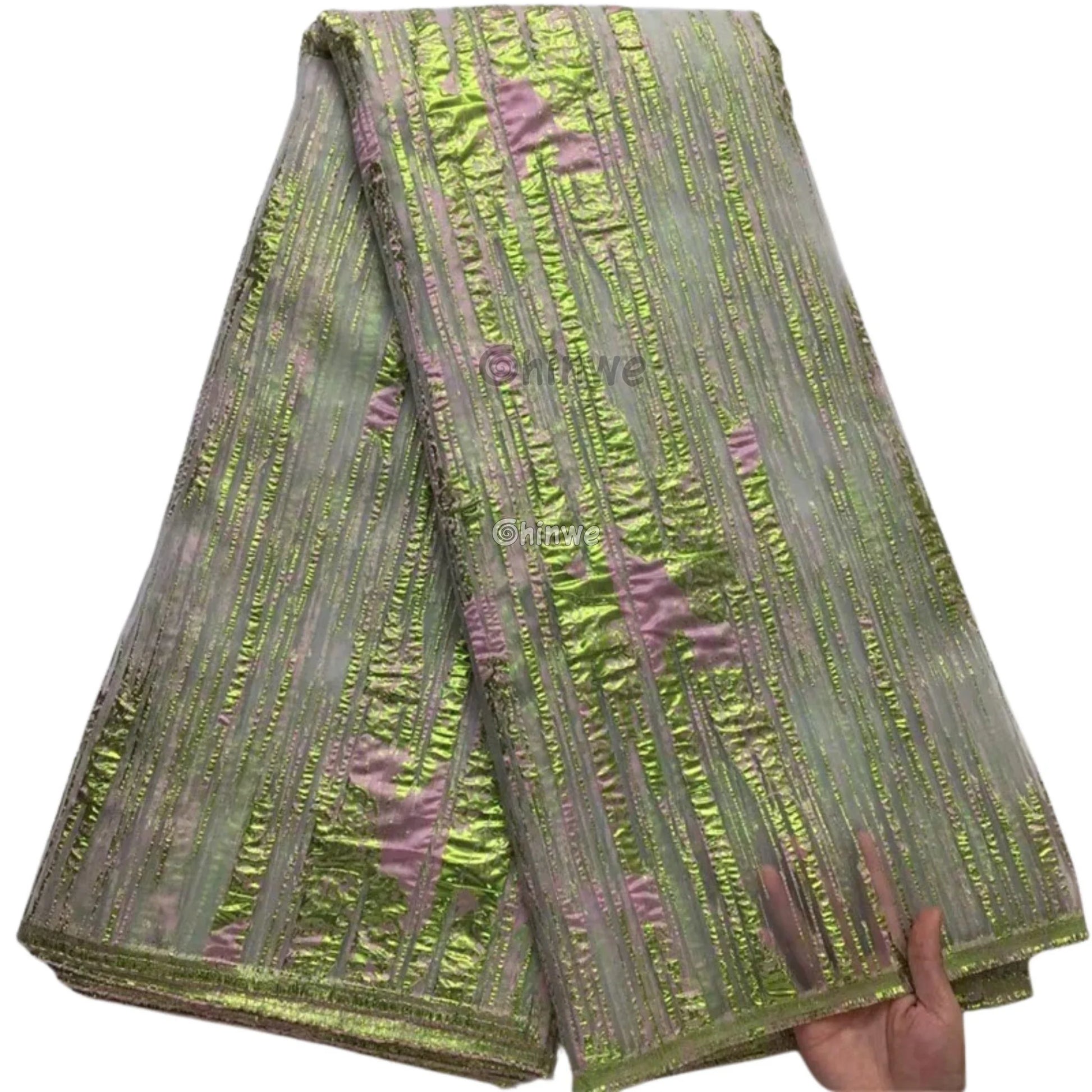 Lustrous Metallic Jacquard: Textured Brocade Weave with Abstract Liquid Swirl Pattern