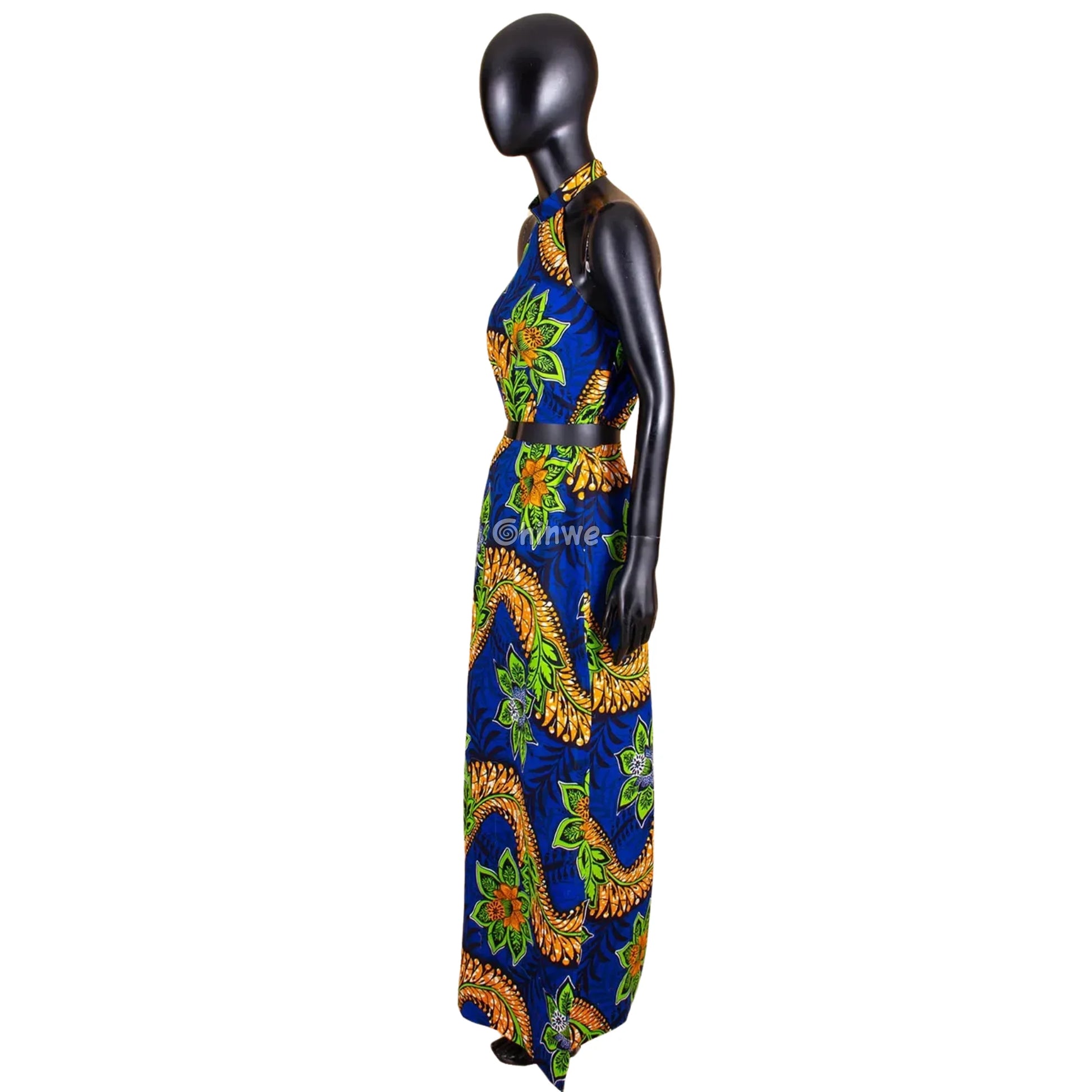Summer Days Halter Two Piece Set Slit Maxi Skirt and Crop Top Women’s Clothing