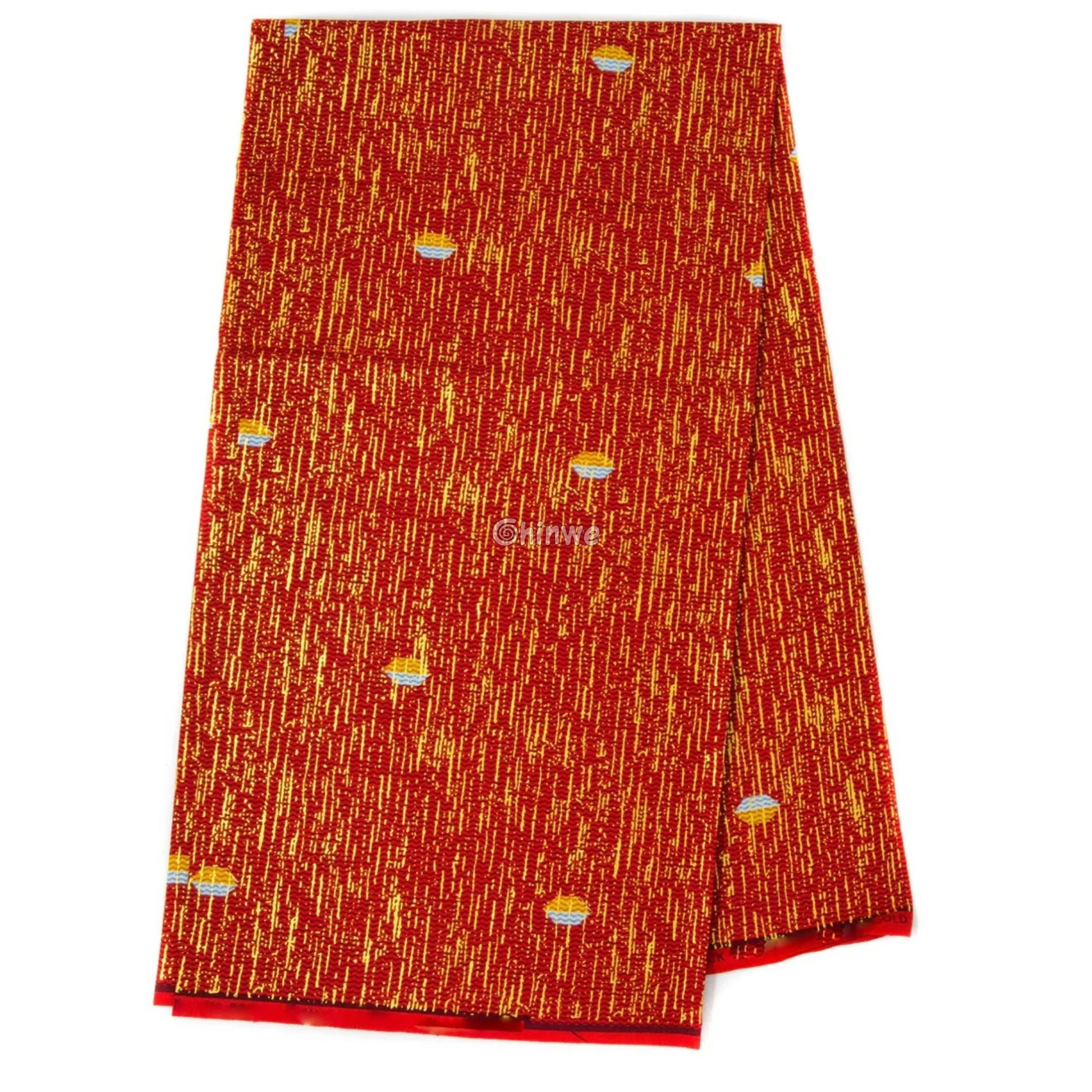 Red Yellow & Blue Kente Brocade with Lightning Chevron Motif and Gold Metallic Detailing Crimson Bolt Kente / 6yards