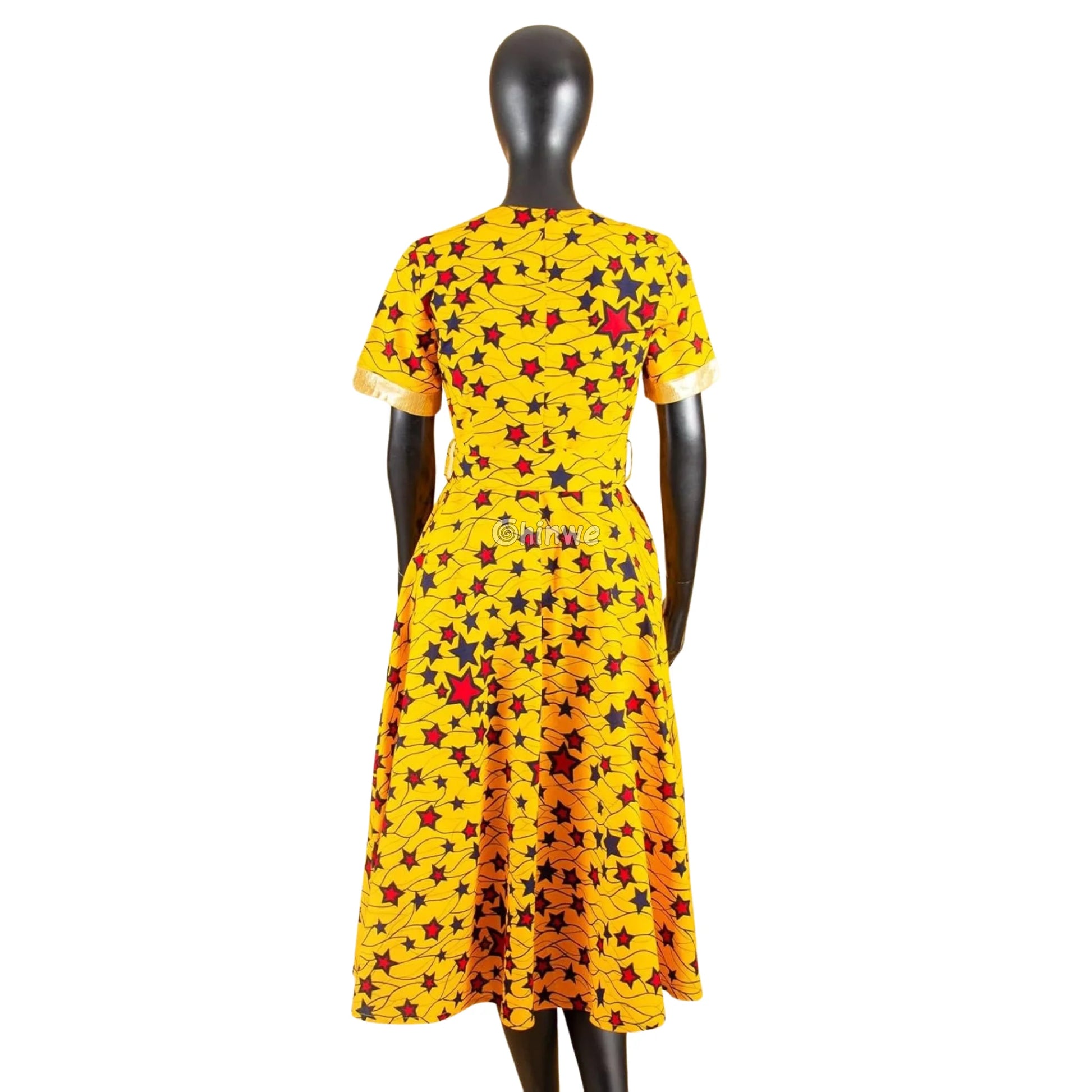 Ada Midi Belted Ankara Dress in Electric Garden Women’s Clothing