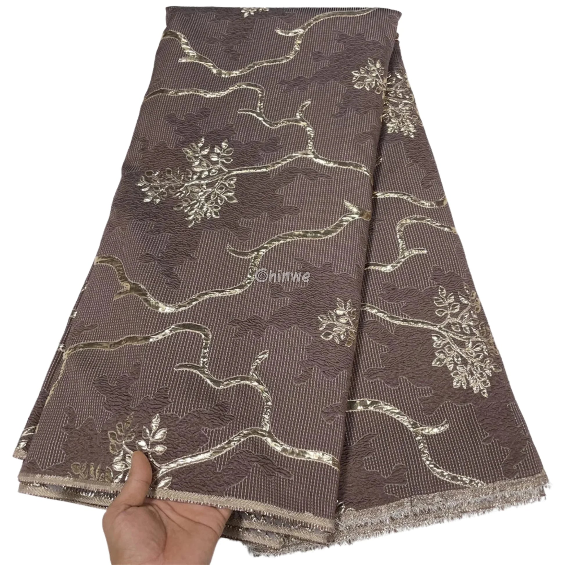 Jacquard Brocade Fabric with Metallic Floral Vines and Raised Texture Available in 7 Luxe Colors African Wax Print