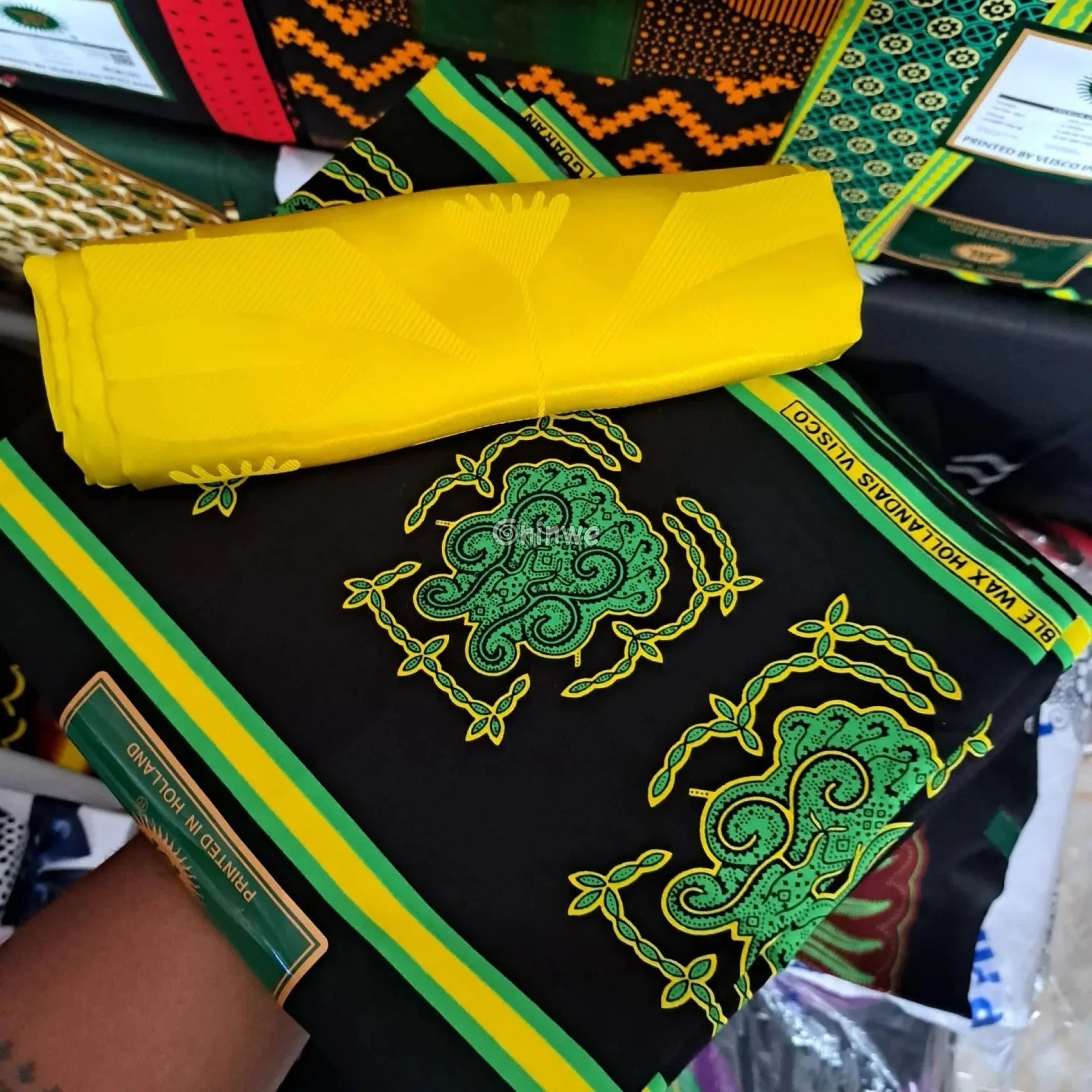 Black and Green African Ankara Print Fabric Paisley and Floral Design Traditional Pattern 6 Yards African Wax Print