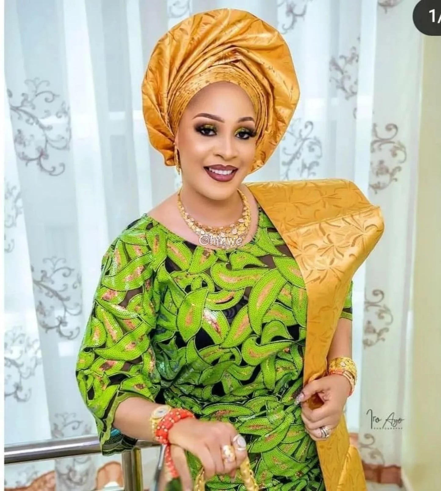 Interlocking Loop Abstract Motif Sequin Lace Print Fabric with Sheer Tulle Base Lace