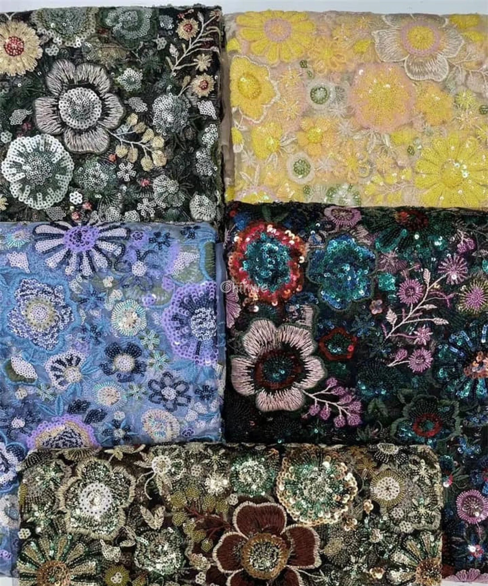 Sequin Floral Embroidery Lace Fabric – Luxury Organza Mesh for Gown & Occasion Dresses Lace