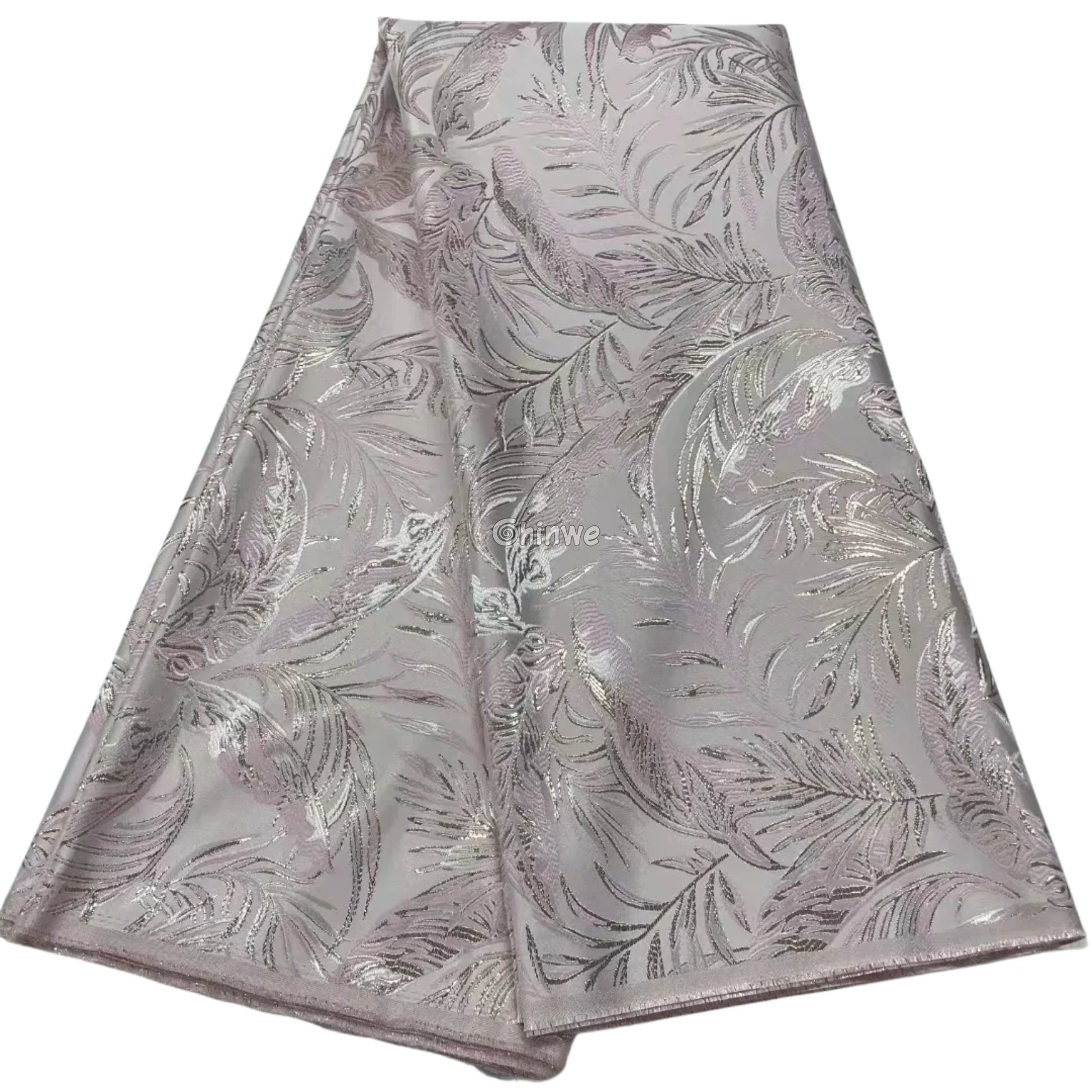 Metallic Jacquard Brocade with Shimmer Leaf Palm Motif and Raised Texture in 6 Color Variants - African Wax Print Fabric