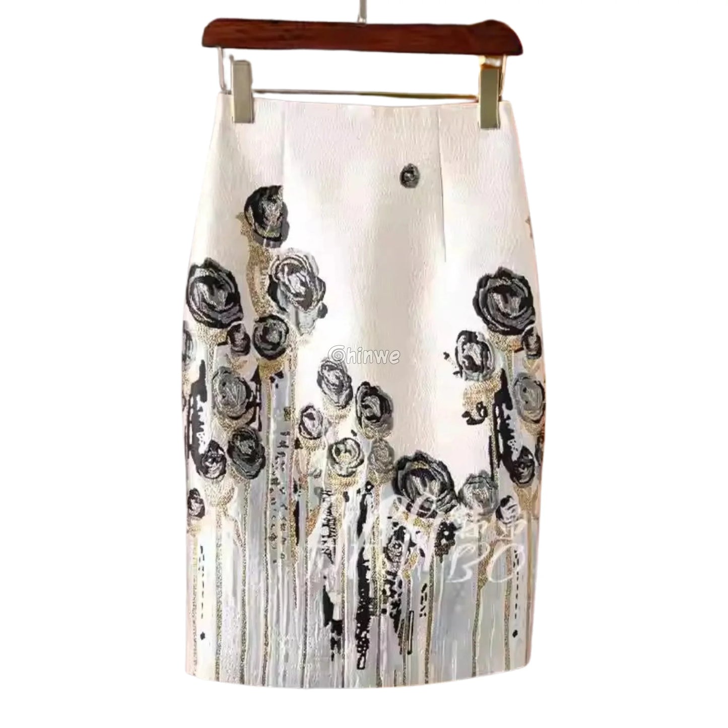 3D Rose Drip Embroidered Brocade Fabric – Floral Metallic Jacquard with Textured Sheen