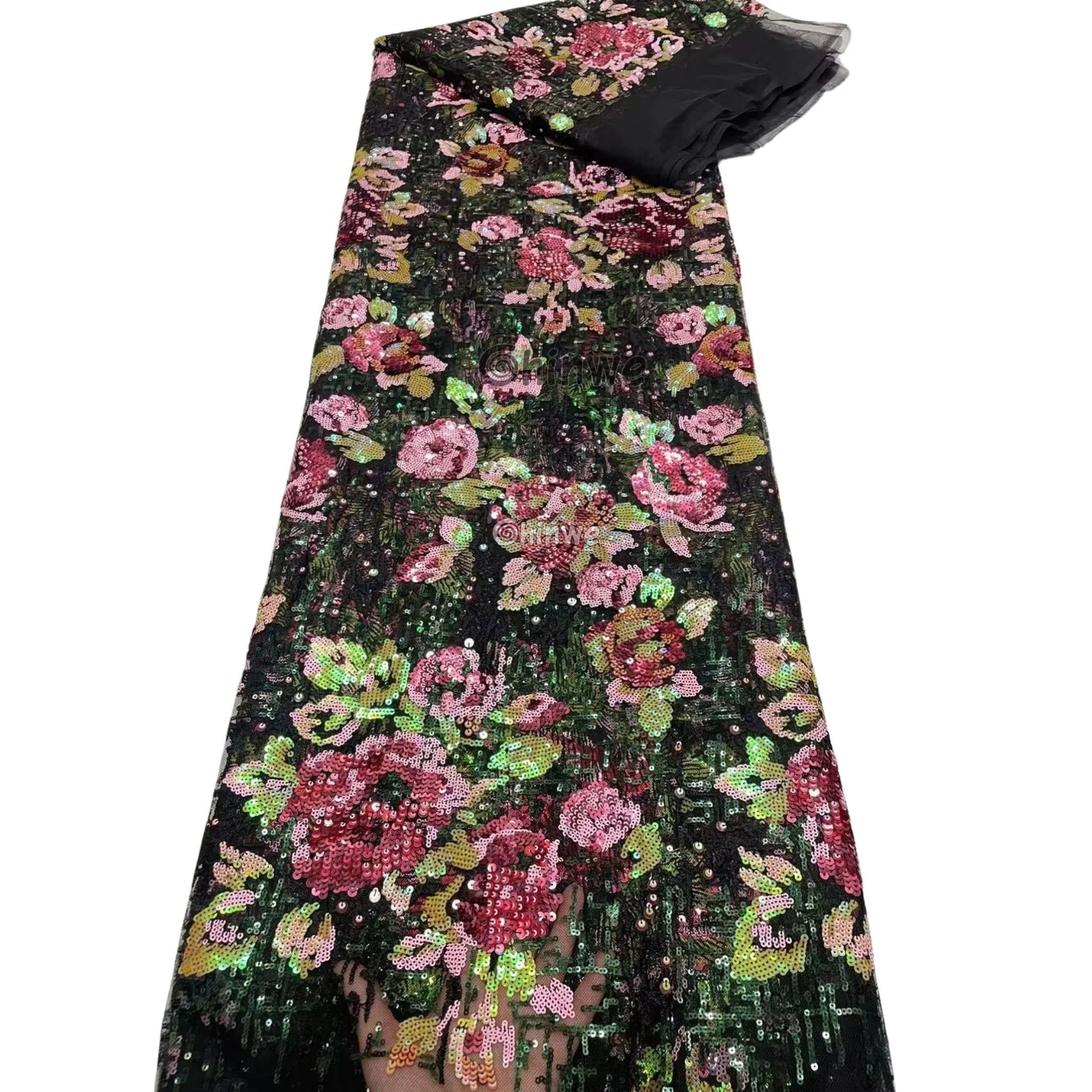 Sequin Mesh Lace with Floral Embroidery and Iridescent Detailing in Soft and Bold Colorway