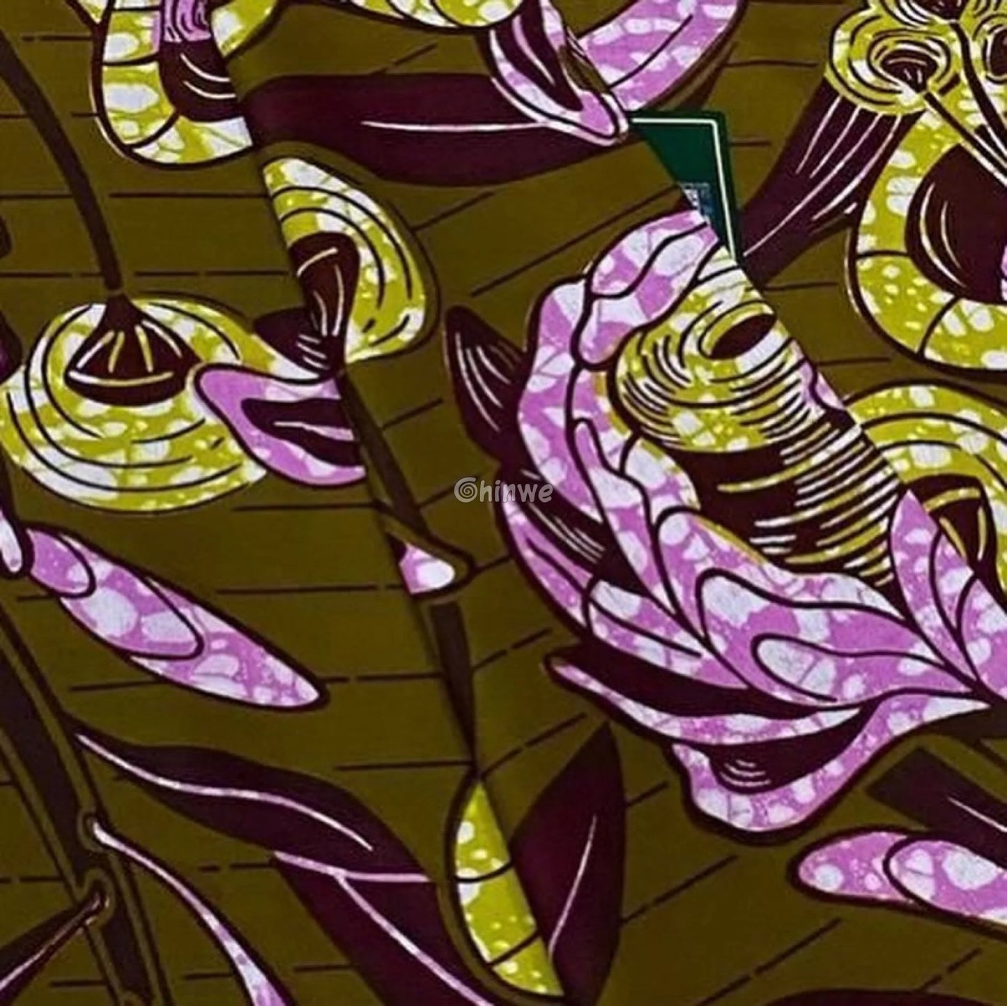 Burnt Sienna Botanical Print with Lilac Roses Yellow Bell Flowers & Linear Background Pattern Burnt Sienna Floral with