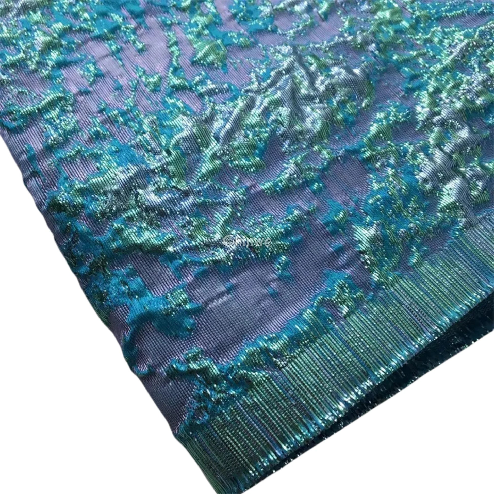 Holographic Crinkle Foil Brocade Fabric – 3D Metallic Texture with Multicolor Reflective Shine