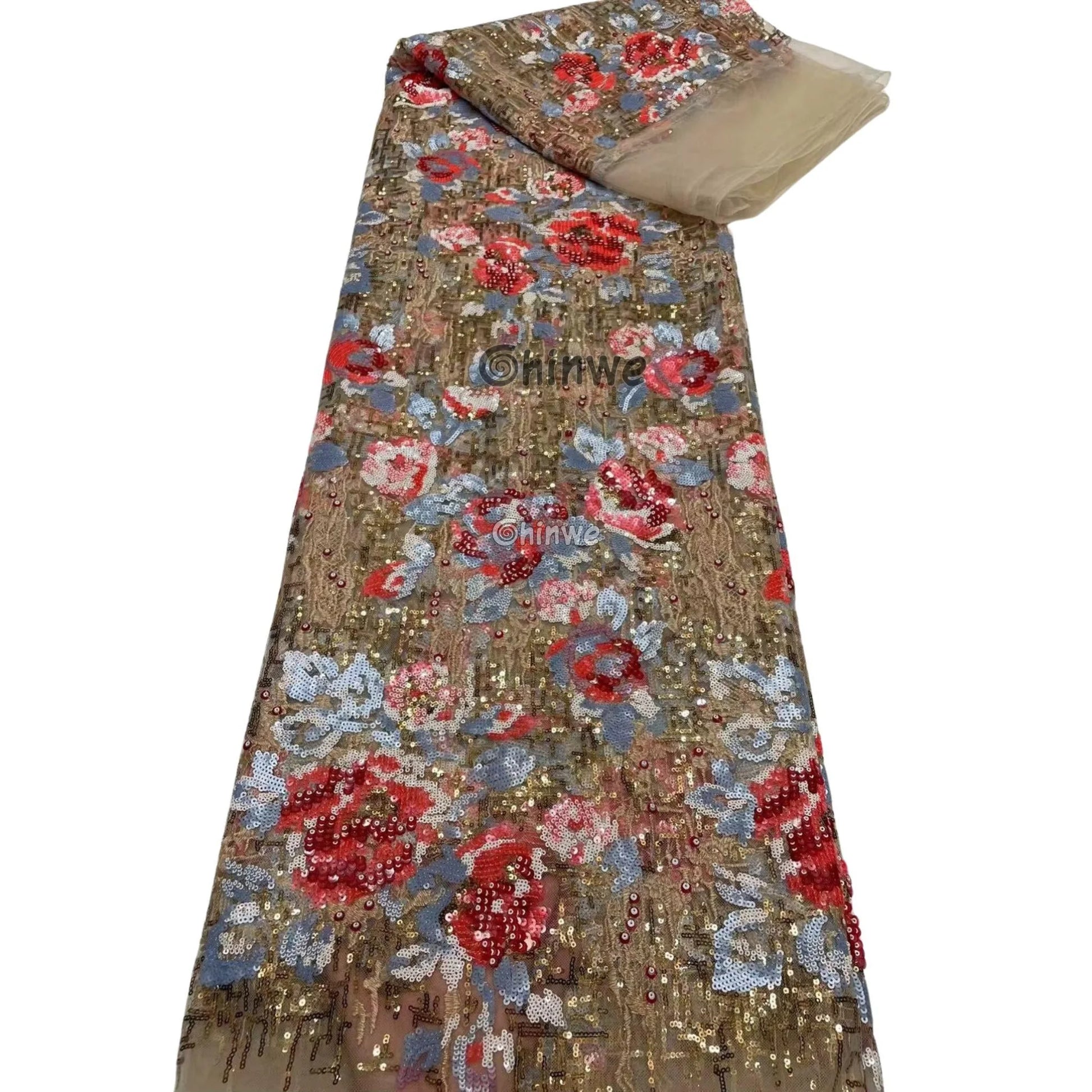 Sequin Mesh Lace with Floral Embroidery and Iridescent Detailing in Soft and Bold Colorway