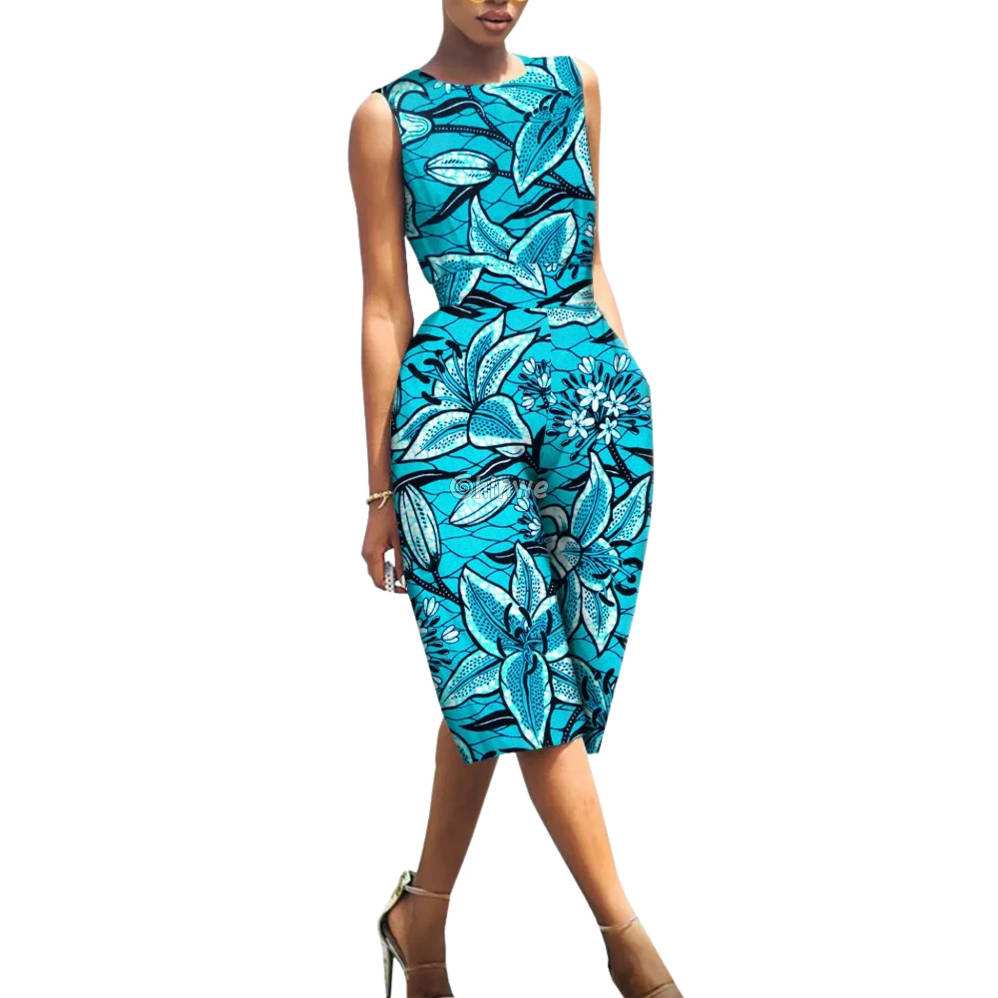 Relaxed Fit Sleeveless Wax Ankara Jumpsuit Twilight Series Women’s Clothing