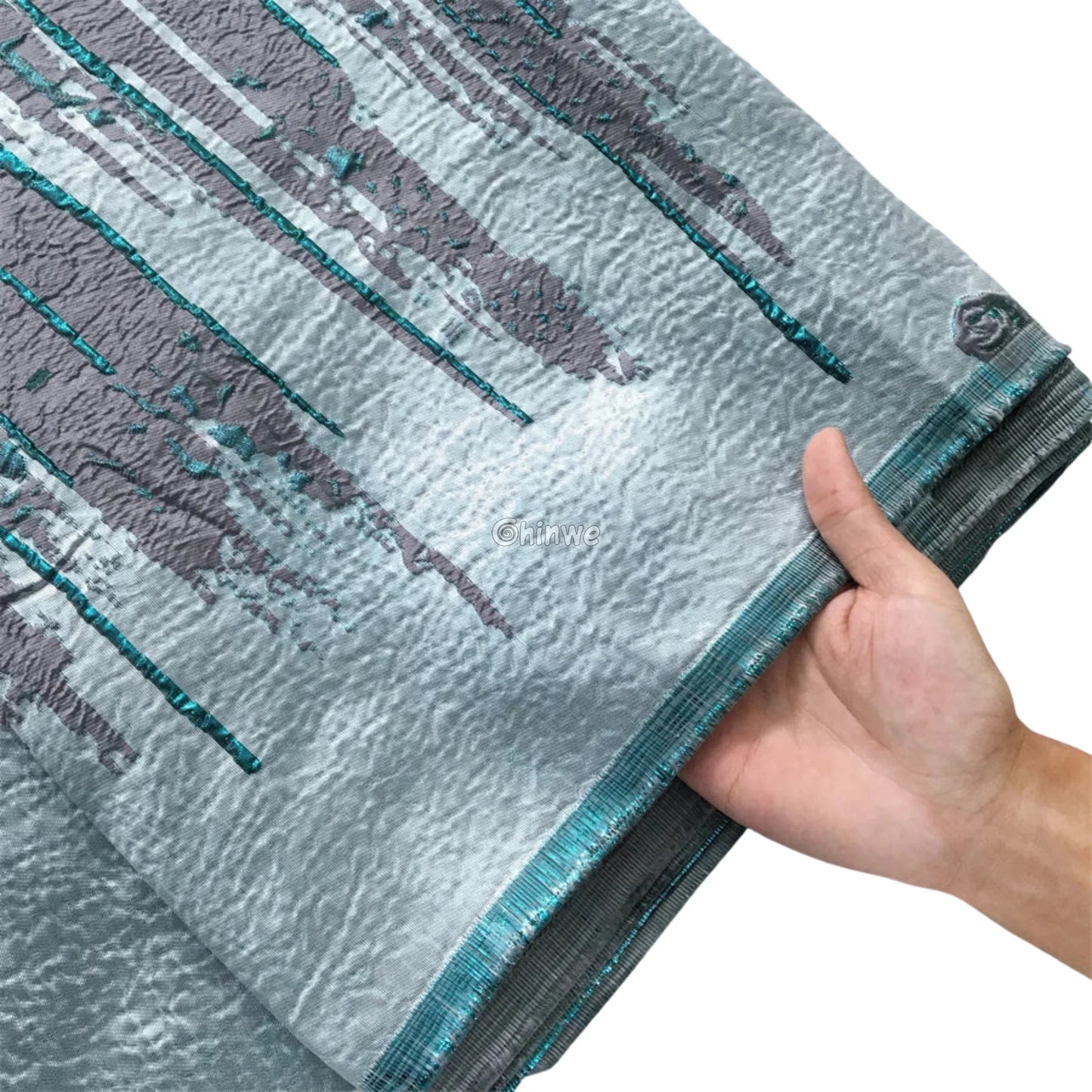 3D Rose Drip Embroidered Brocade Fabric – Floral Metallic Jacquard with Textured Sheen