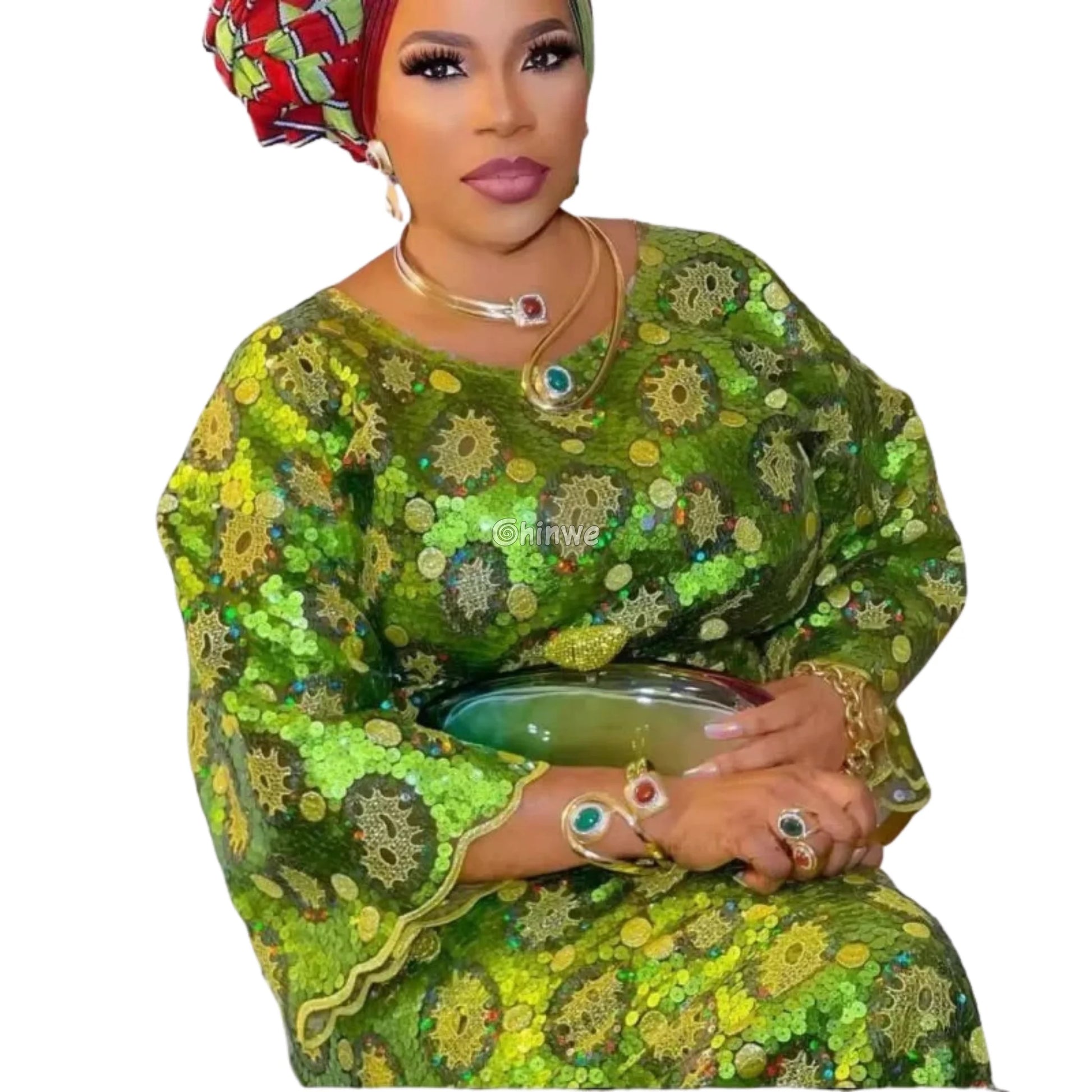 Sheer Sequined Stretch Lace Geometric Circle & Medallion Embroidered Print Fabric Lace