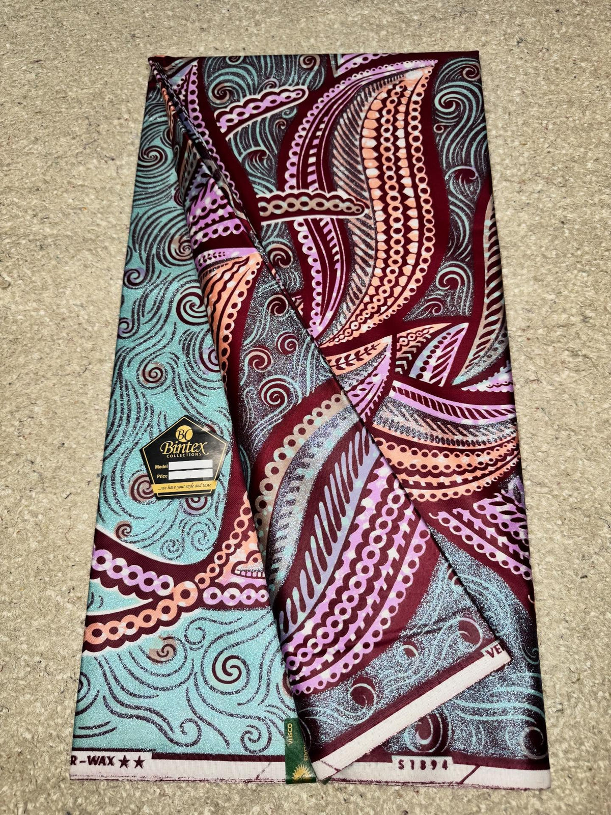 Burgundy Sky Wave Band Flash Gold Wax Print