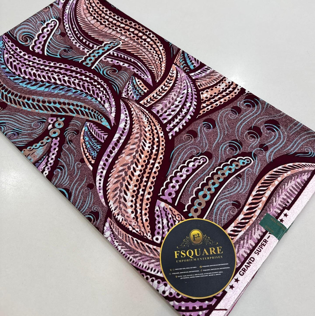 Burgundy Sky Wave Band Flash Gold Wax Print