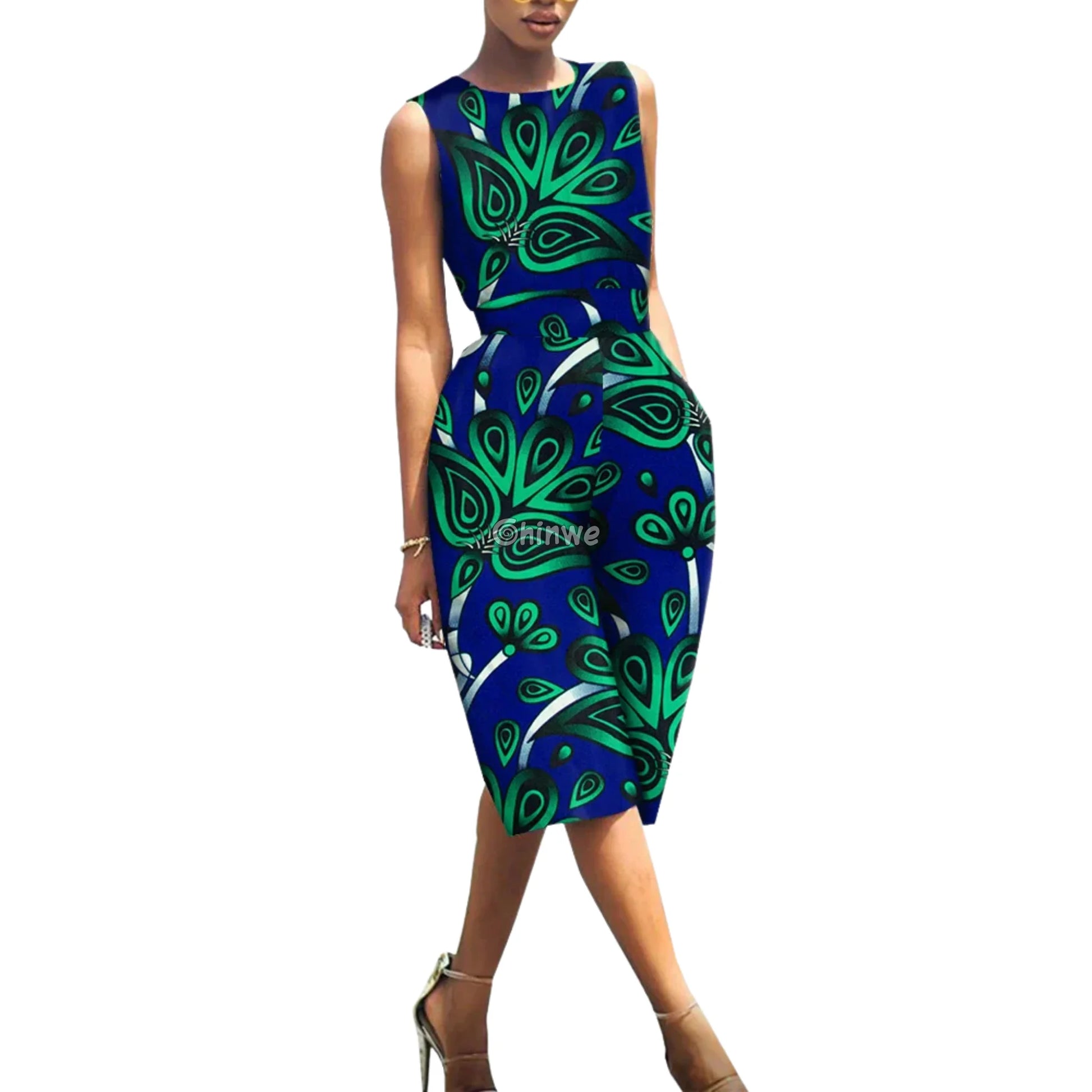 Relaxed Fit Sleeveless Wax Ankara Jumpsuit Twilight Series Women’s Clothing