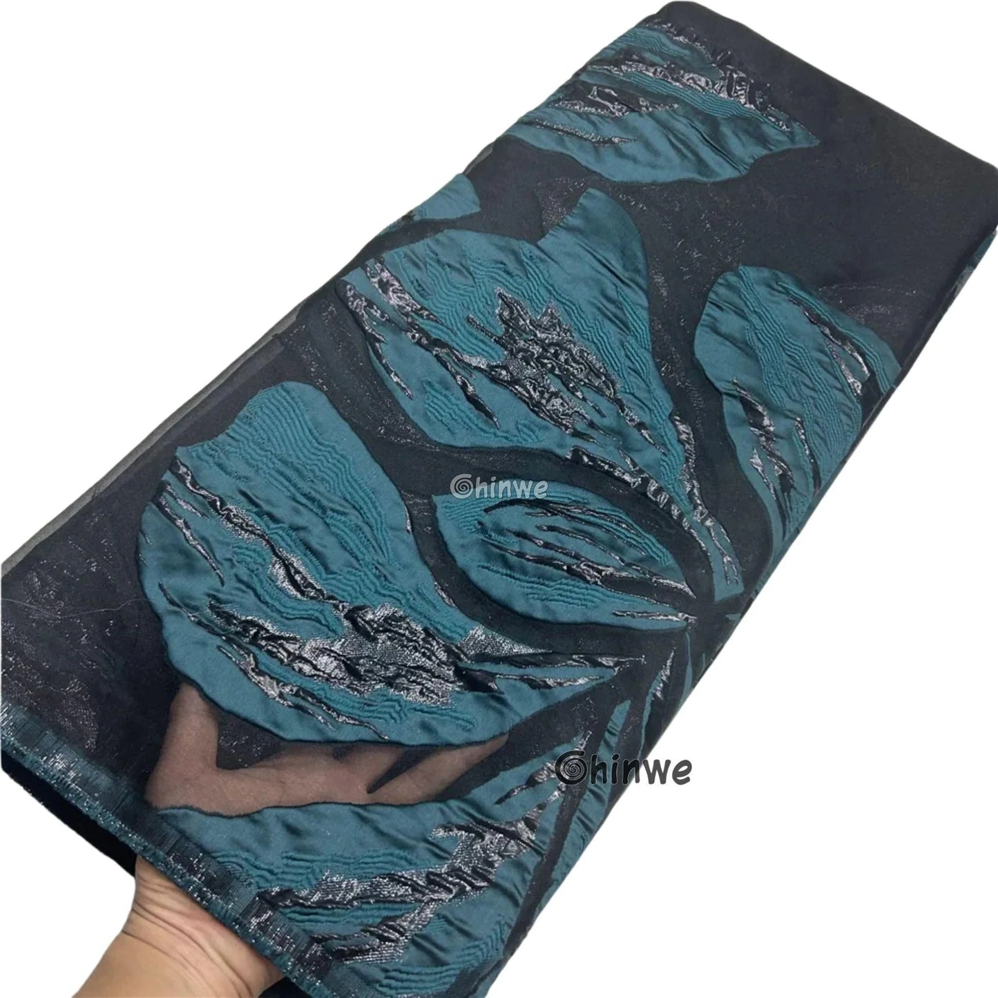 Metallic jacquard brocade with floral embossing and lustrous sheen in multi-tone blossom motif