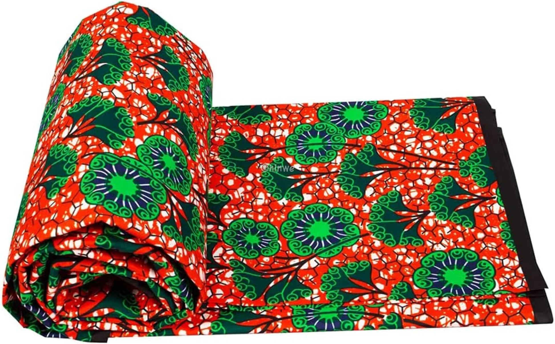 Red and Green Floral African Wax Print Fabric African Wax Print Fabric