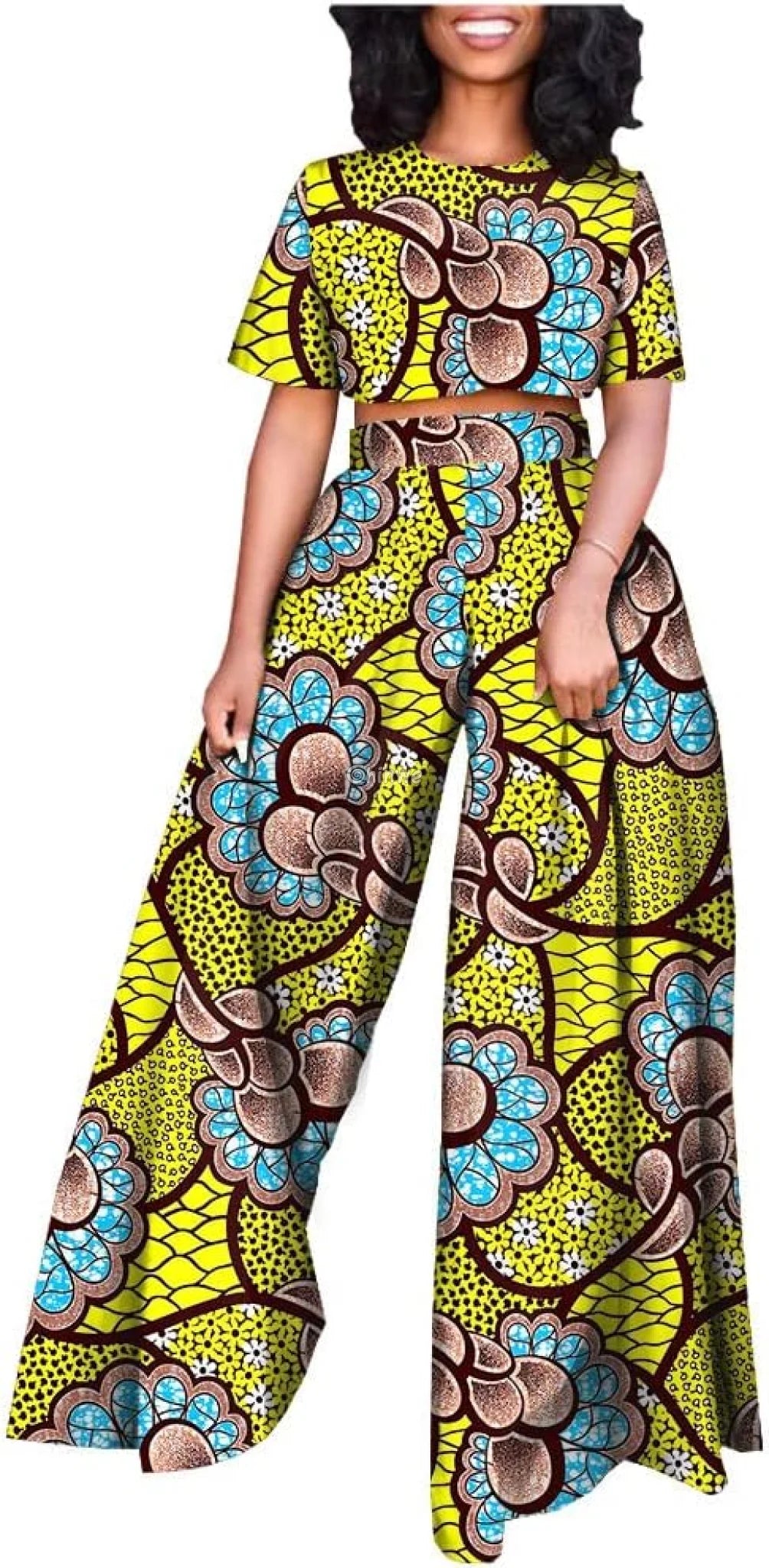 The Adamma Set Two Piece Crop Top and Wide Leg Pants - Women’s Clothing