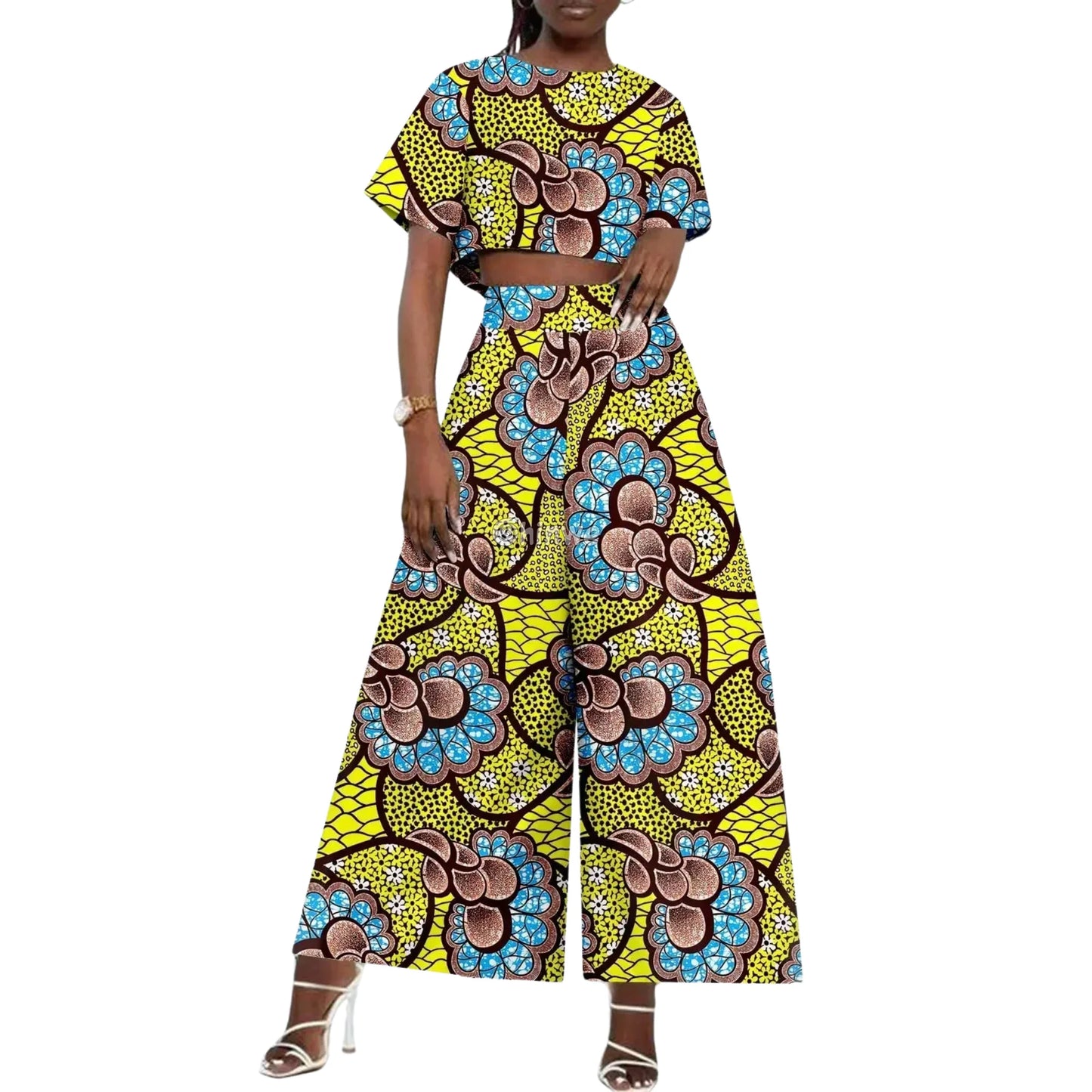 The Adamma Set Two Piece Crop Top and Wide Leg Pants - Women’s Clothing
