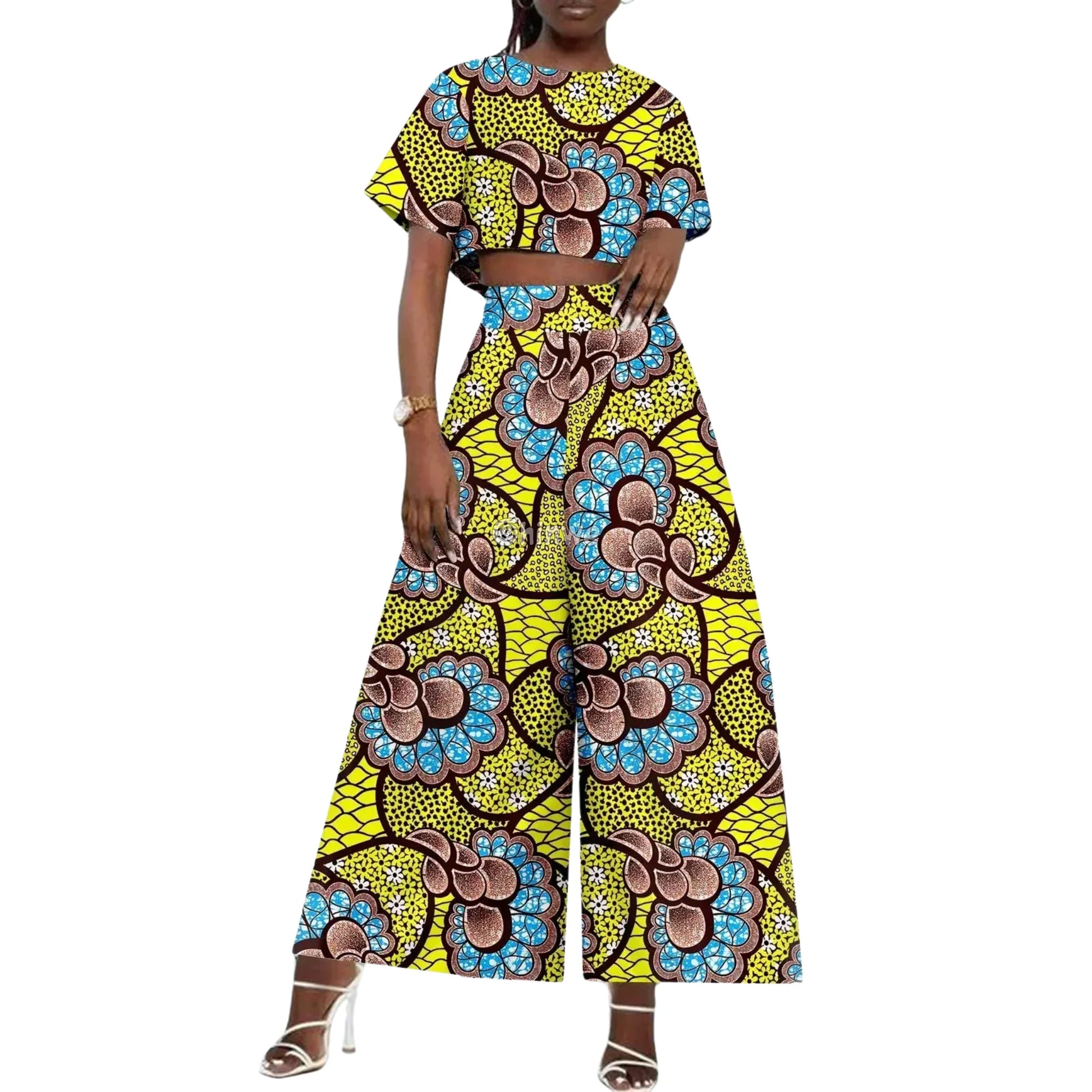 The Adamma Set Two Piece Crop Top and Wide Leg Pants - Women’s Clothing
