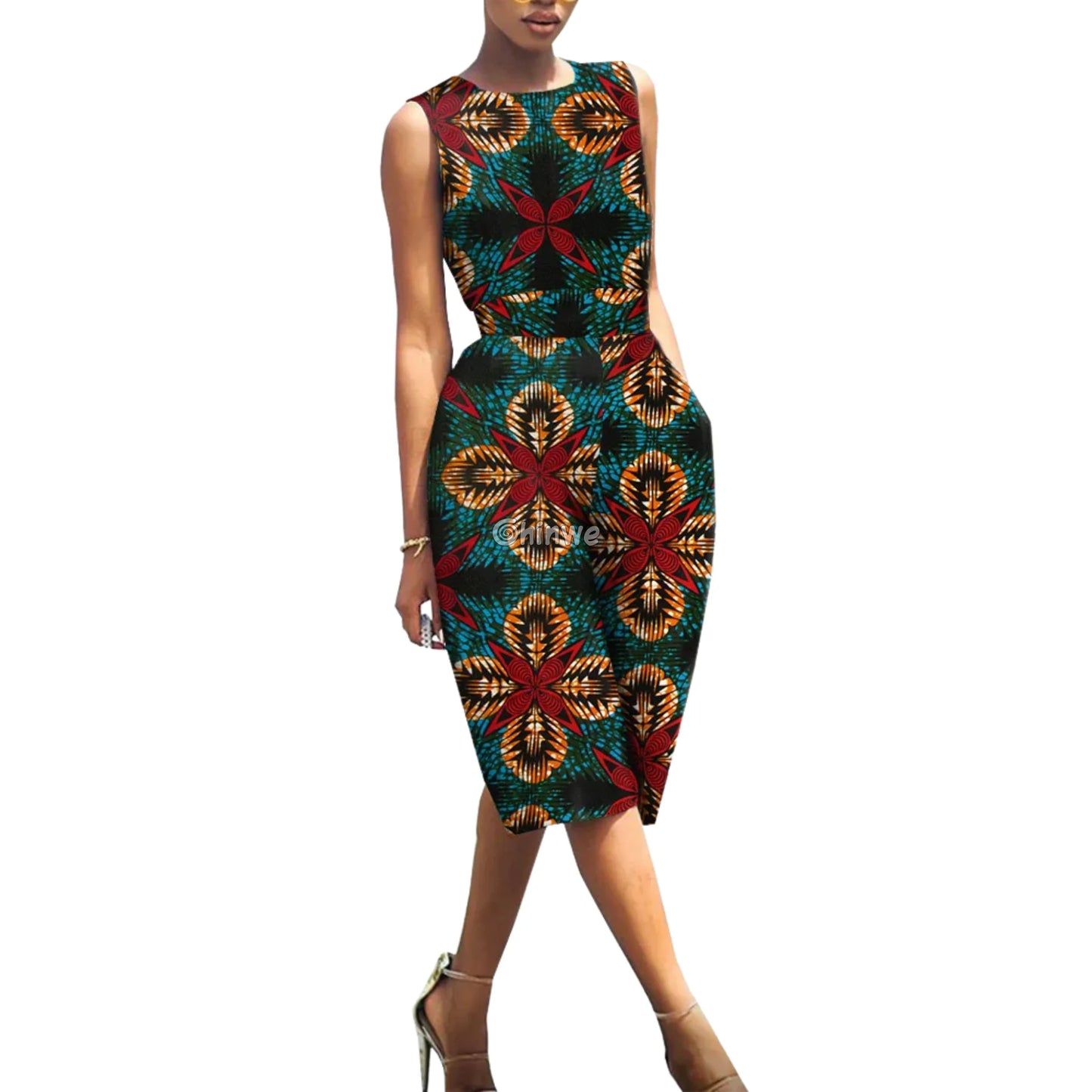 Relaxed Fit Sleeveless Wax Ankara Jumpsuit Twilight Series Women’s Clothing