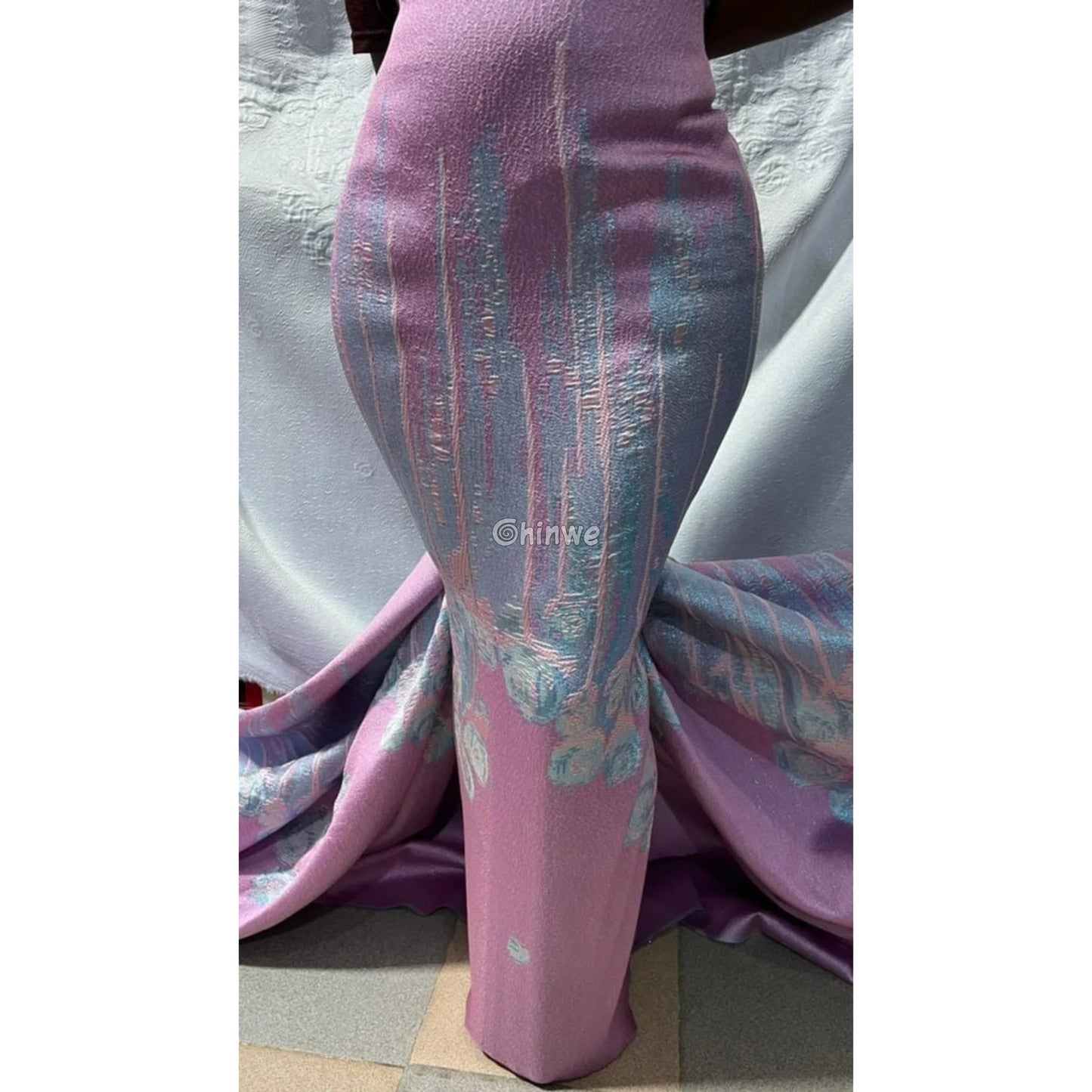 3D Rose Drip Embroidered Brocade Fabric – Floral Metallic Jacquard with Textured Sheen