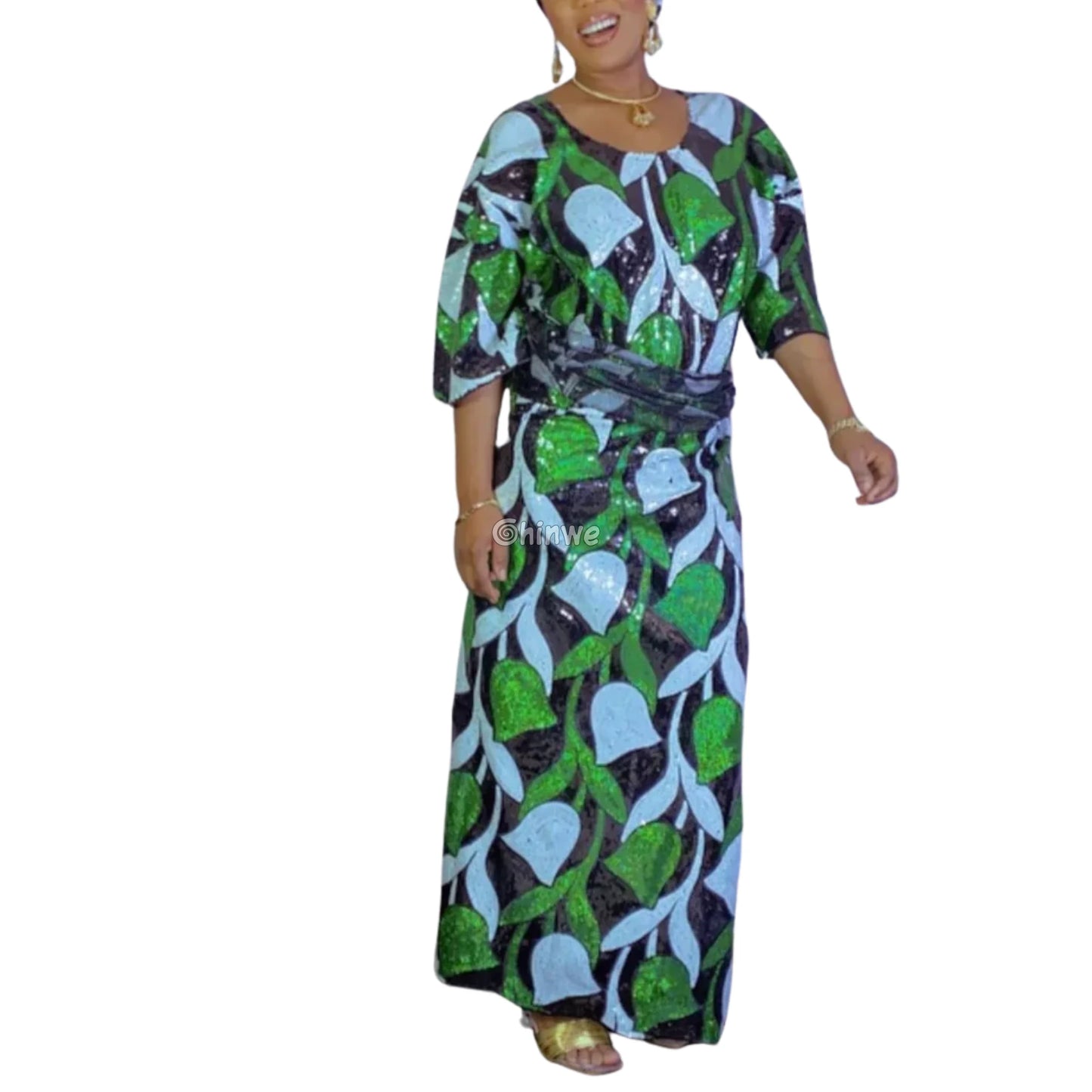 Sheer Mesh Tulip Petal Sequin Lace Print Fabric with Overlapping Curved Petal Appliqués Lace