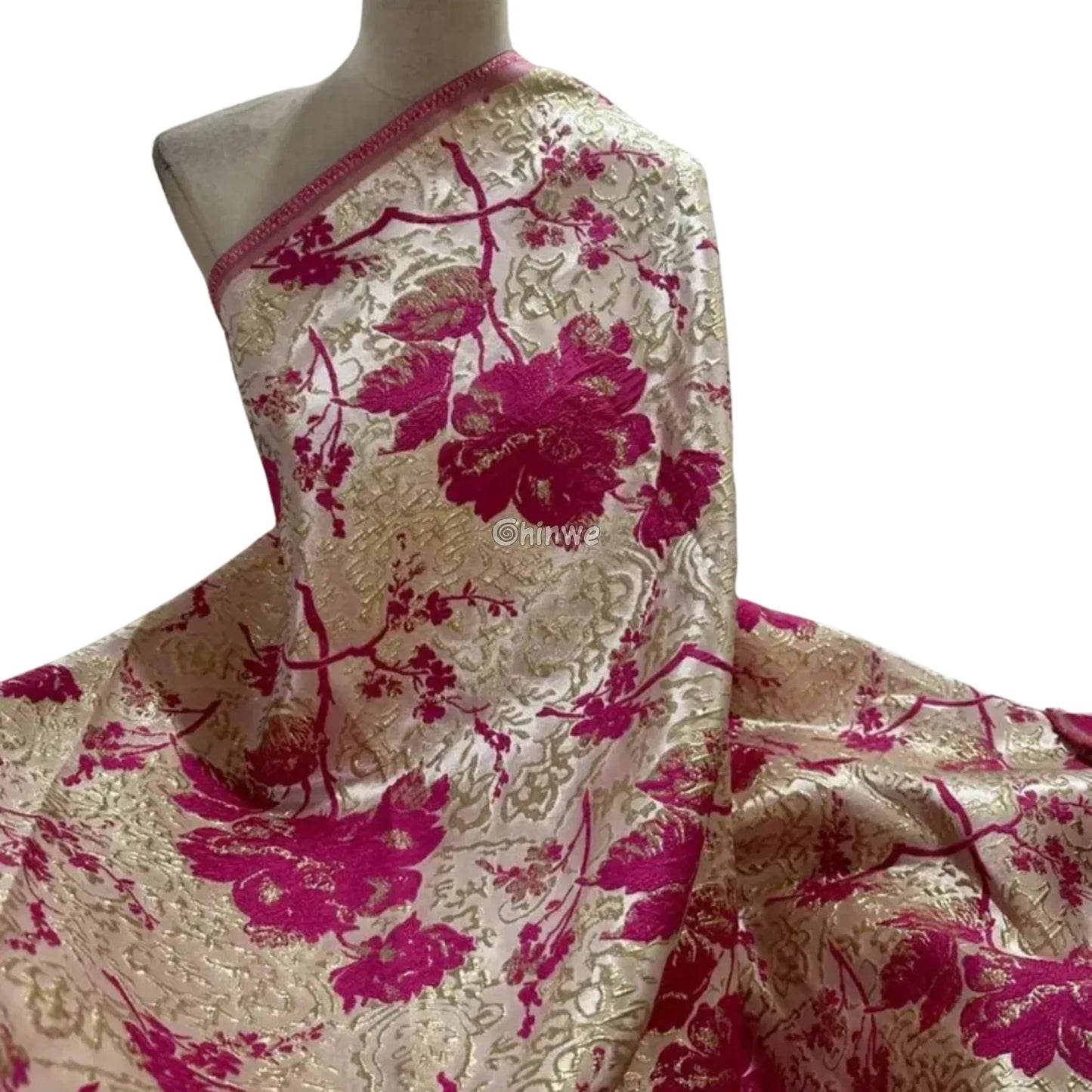 Pumpkin & Glacial Silver Floral Jacquard Brocade with Raised Metallic Threads for Luxe Evening Wear