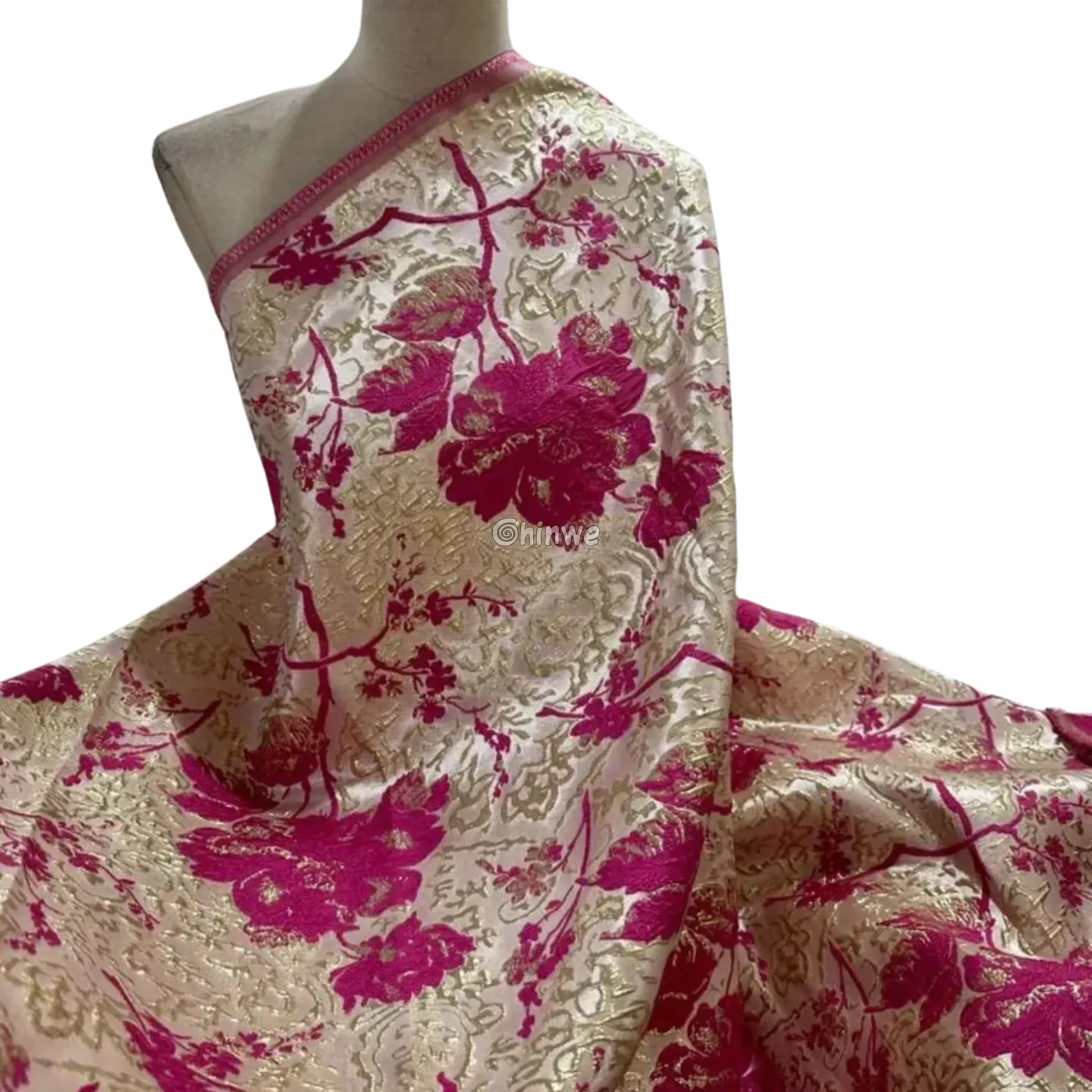 Pumpkin & Glacial Silver Floral Jacquard Brocade with Raised Metallic Threads for Luxe Evening Wear