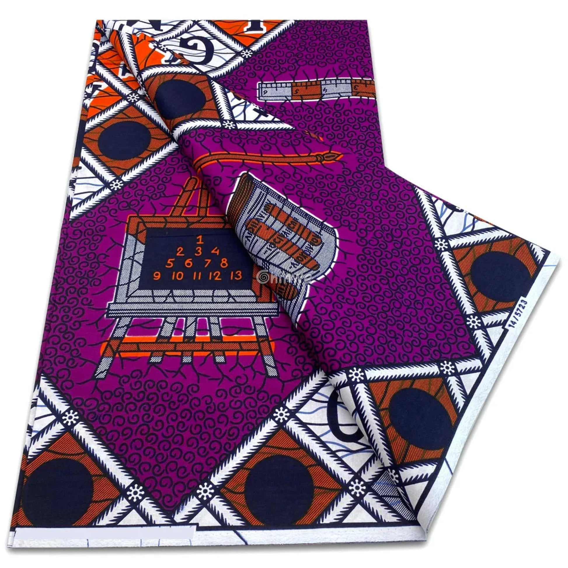 Royal Purple Blackboard Motif with Number Grid Geometric Frames and Swirl-Fill Pattern Layout Royal Purple with