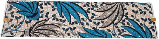 Blue Leaf African Wax Print Fabric  Vibrant Leaves  Unique Textile  Sewing Fabric  Quilting Material