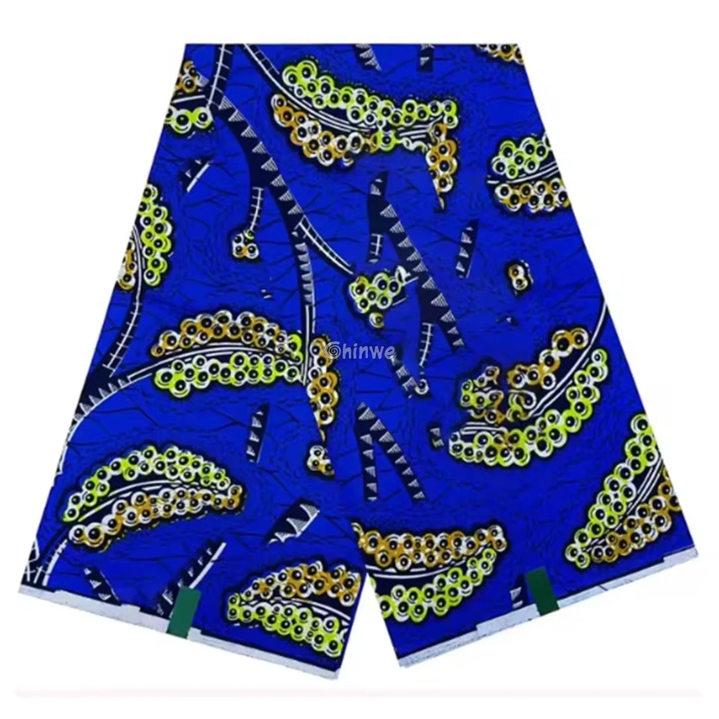 Blue Wax Print, African Fabric, Ankara Textile, Yellow and Black Design, Geometric Patterns, Cotton Wax, Bold Print Fabric, Vibrant African Prints, DIY Sewing Material, Crafting Fabric, Quilting Textile, Home Décor Fabric, Unique Design, Premium Ankara Fabric.