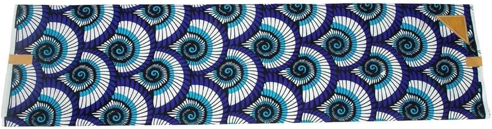 Blue and White Spiral Ankara Wax Print Fabric