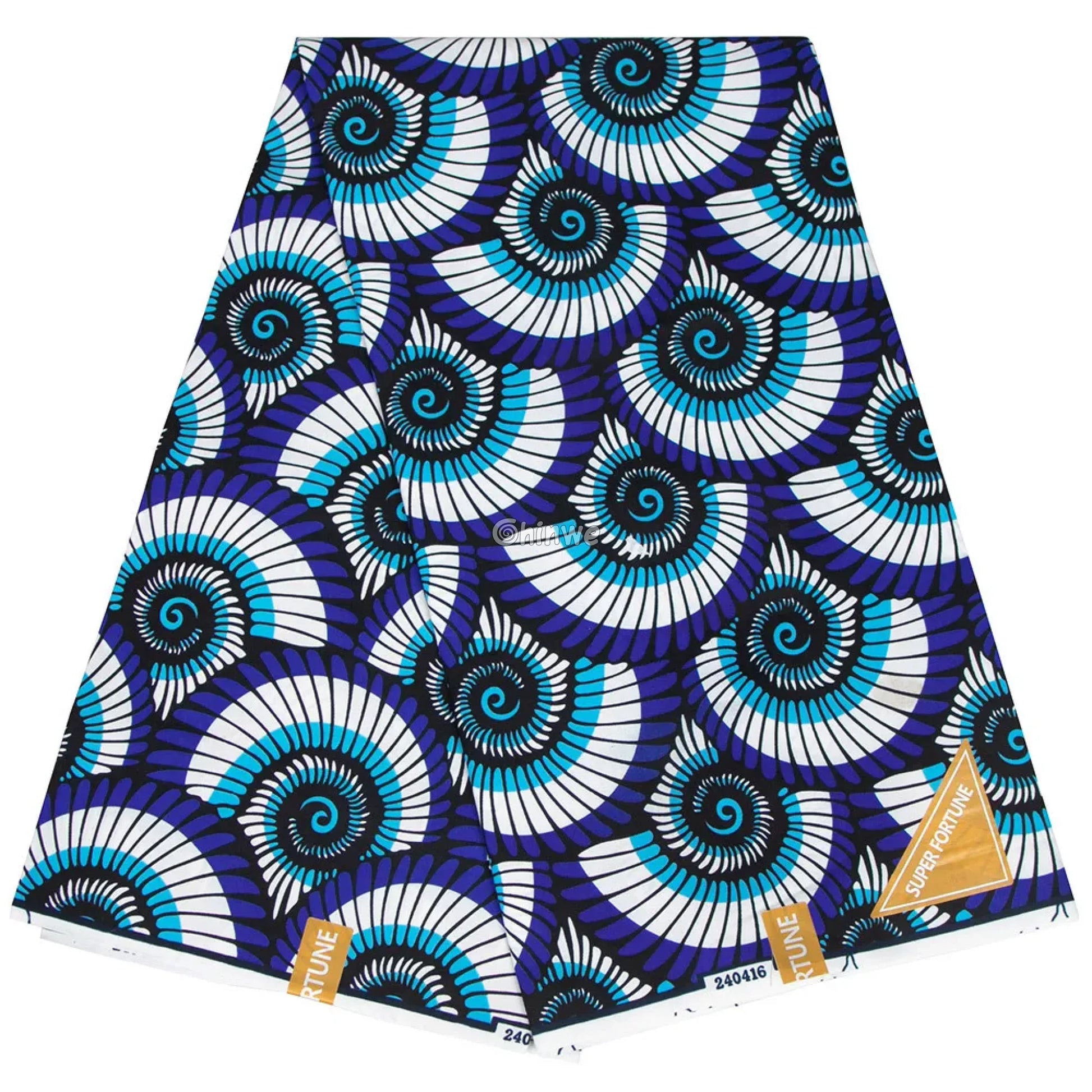 Blue and White Spiral Ankara Wax Print Fabric