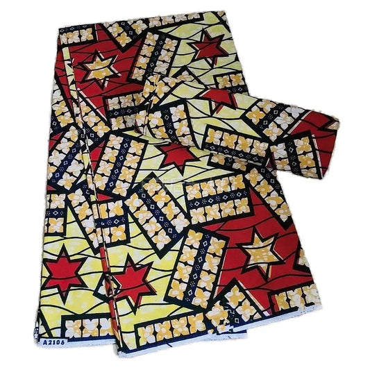 Bold Starburst African Cotton Wax Print Fabric