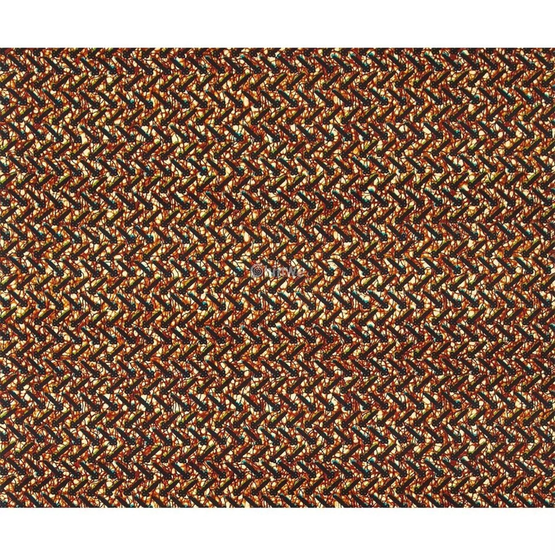 Brown Ankara Wax Print Fabric with Abstract Pattern .
