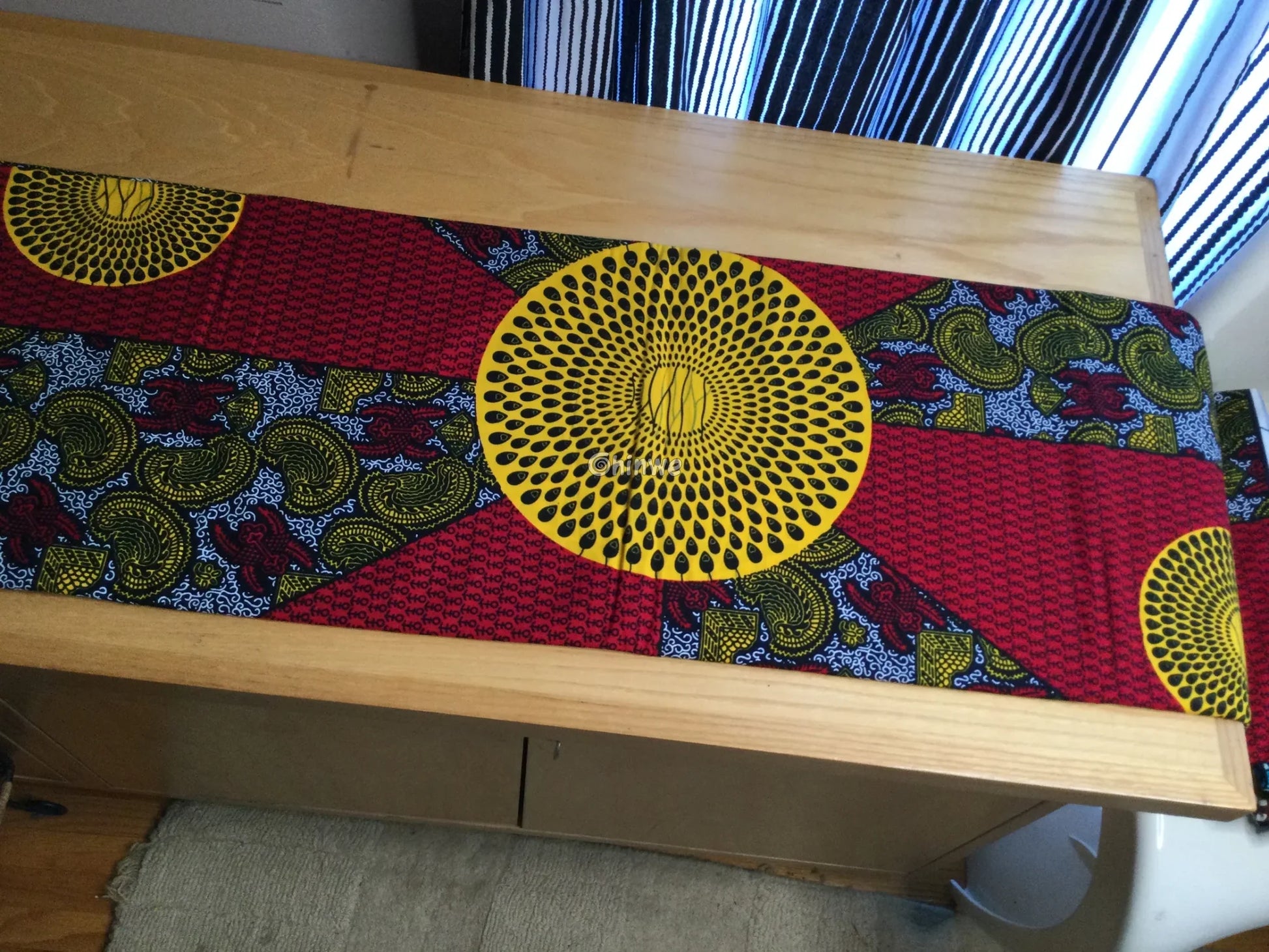 Regal Sunburst Paisley Fabric – Red and Yellow Ankara Wax Print with Intricate Detail 6 Yards African Wax Print Fabric