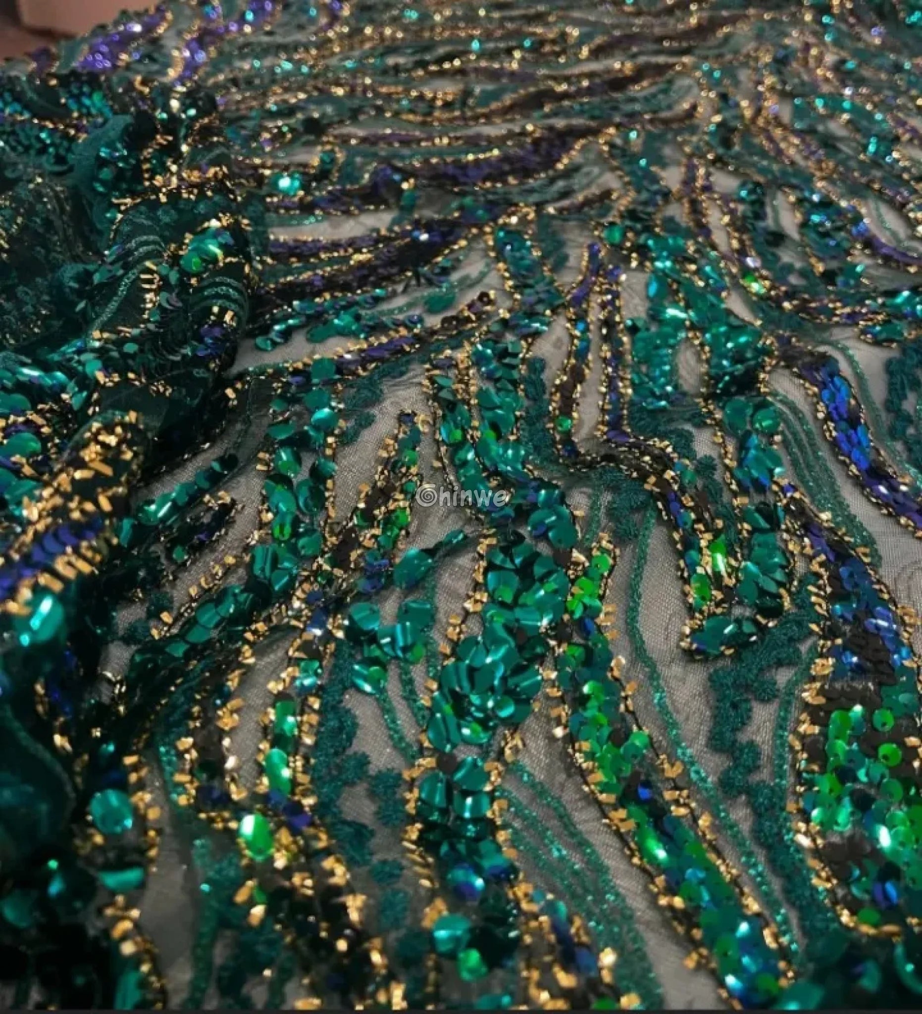 High Quality Nigerian Tulle Lace Fabrics Latest Beaded sequins Mesh African Lace Fabric Bride French Net Lace Fabric