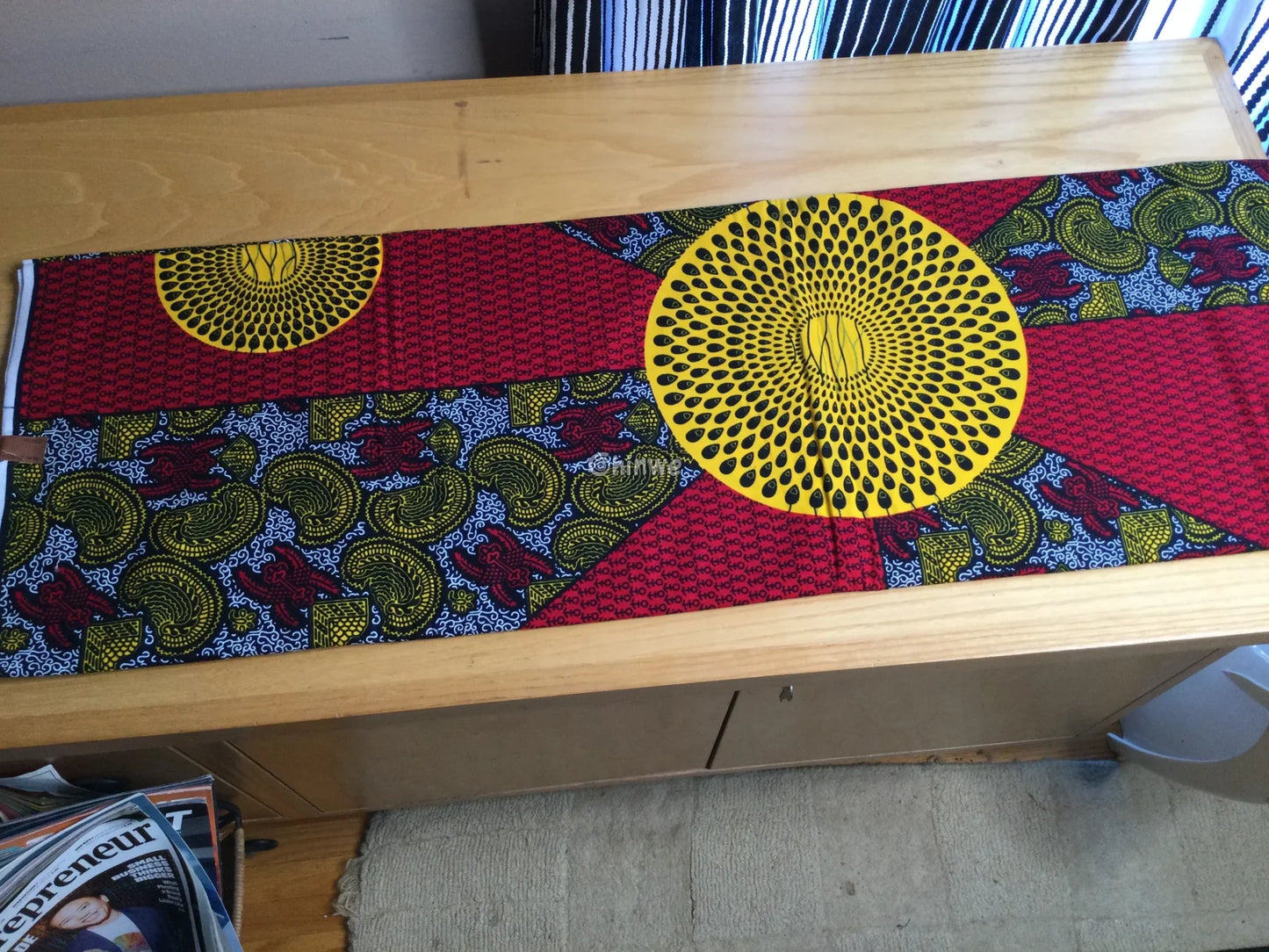 Regal Sunburst Paisley Fabric – Red and Yellow Ankara Wax Print with Intricate Detail 6 Yards African Wax Print Fabric