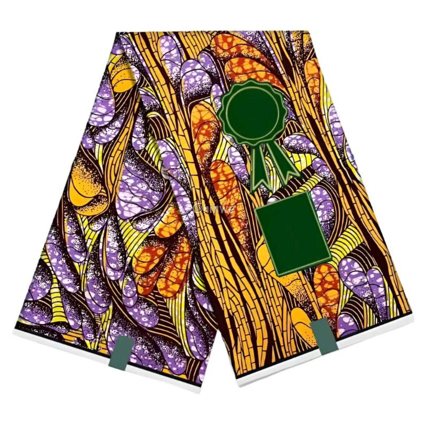 Earthy Ankara Fabric with Brown and Purple Leaves