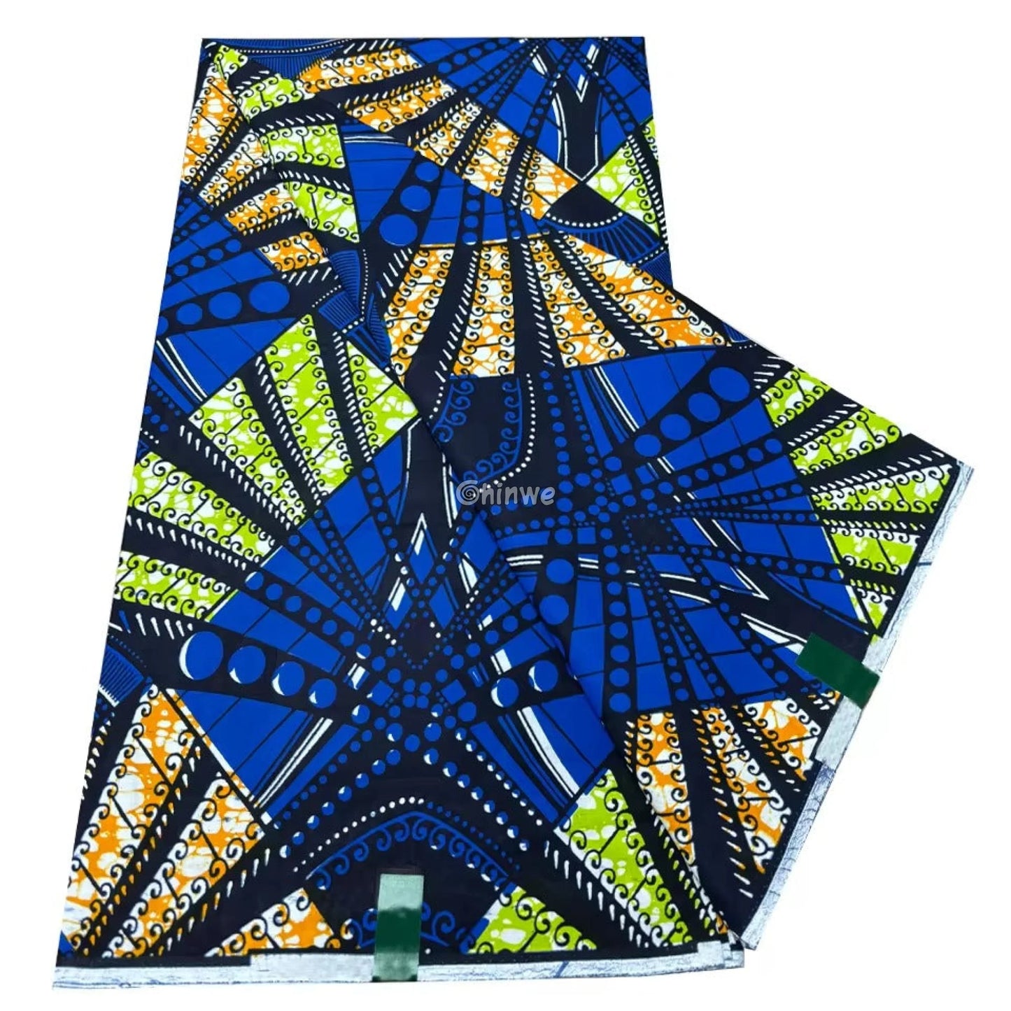 Elegant Blue Ankara Fabric with Vibrant Geometric Patterns